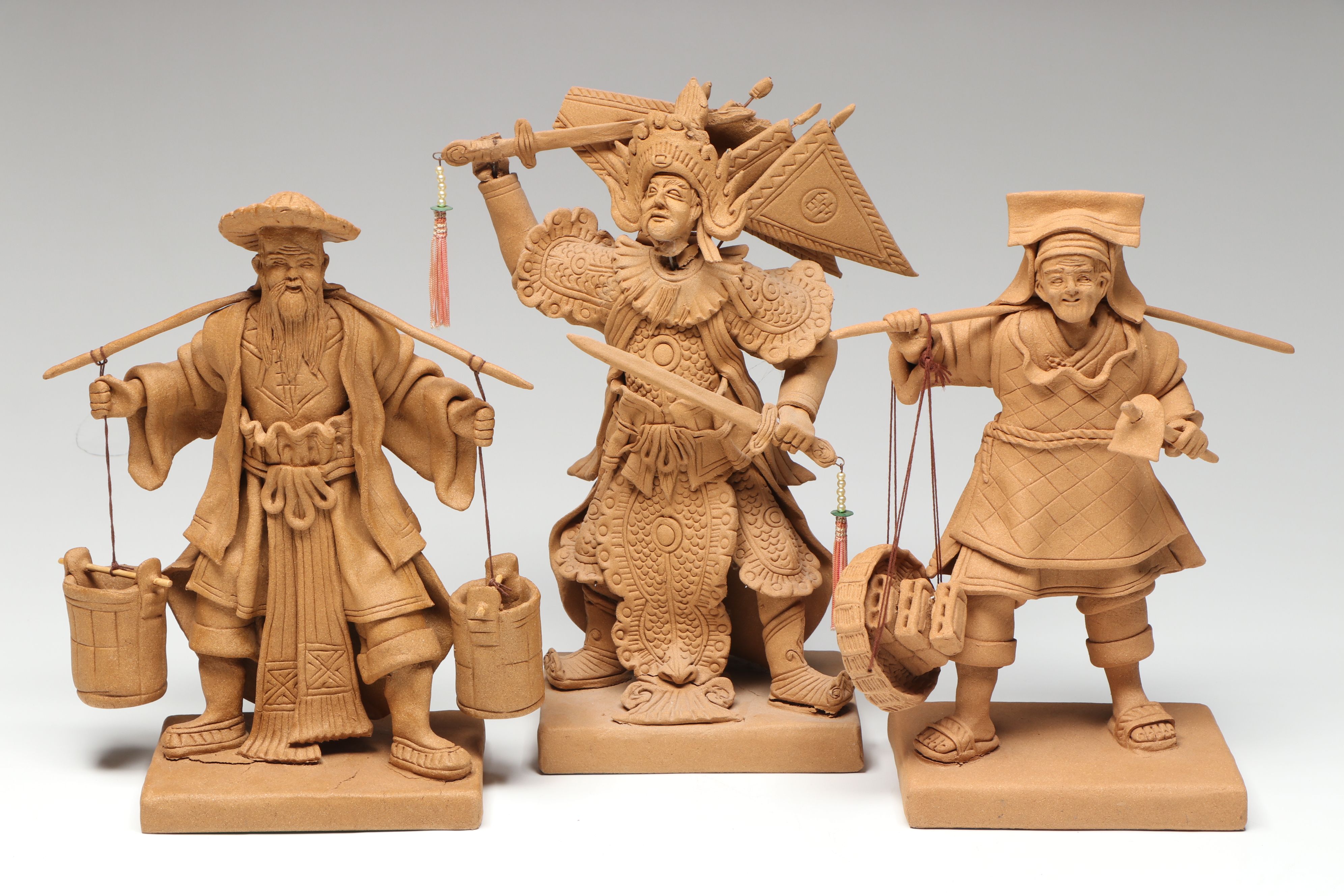 Singaporean Traditional Composite Figures Featuring Musicians and Warrior