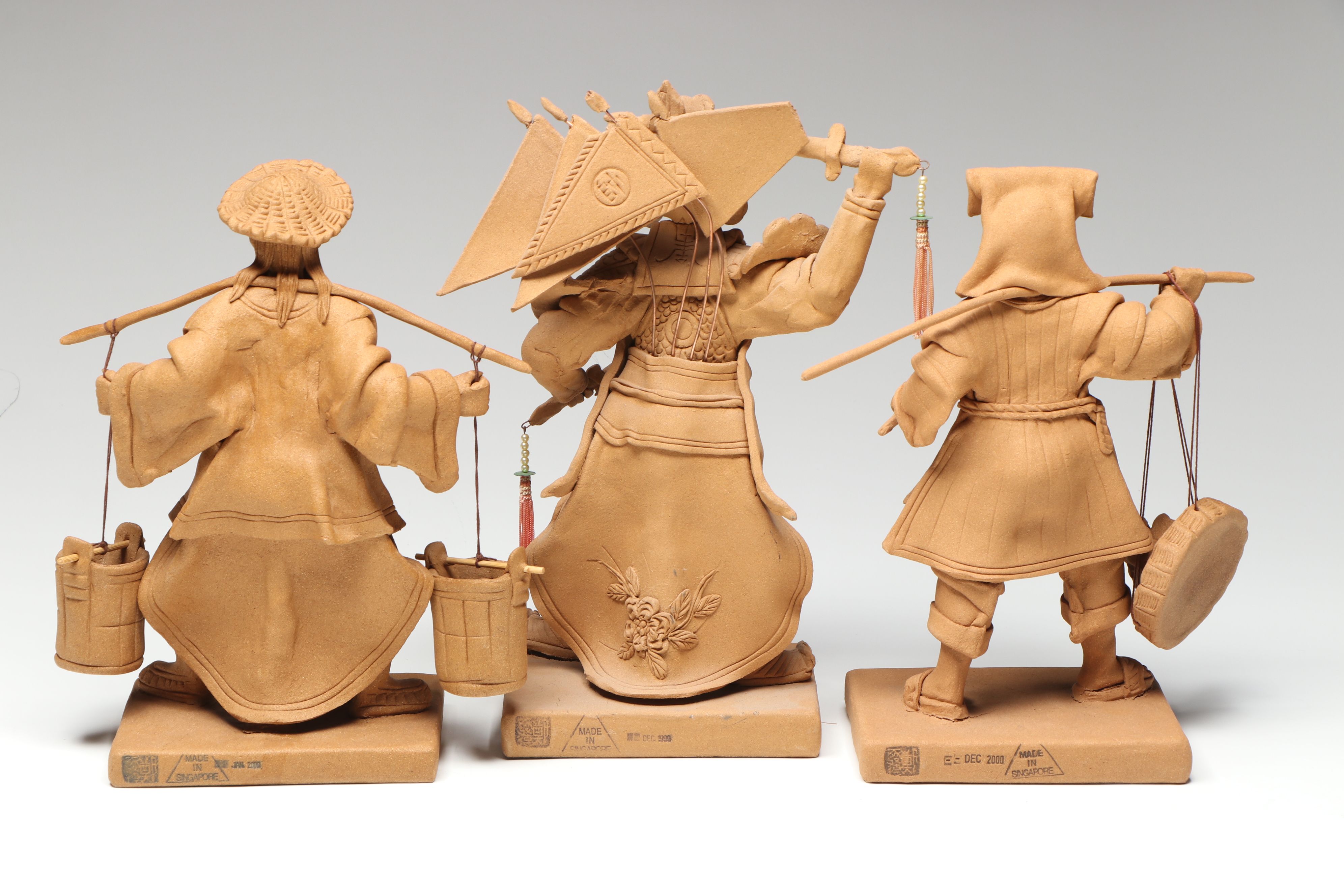 Singaporean Traditional Composite Figures Featuring Musicians and Warrior