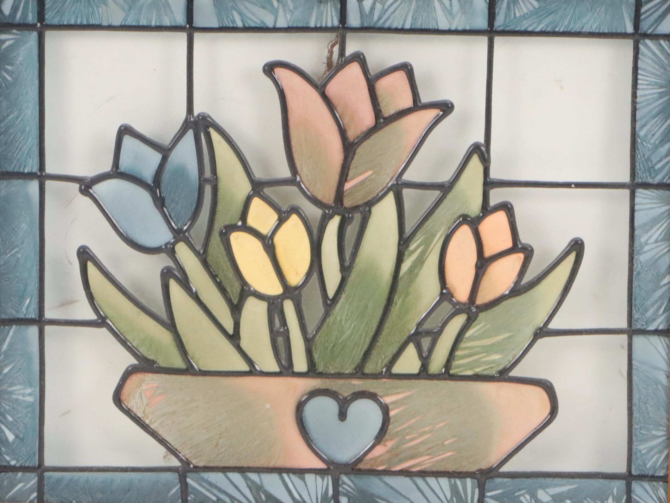 Stained Glass Window Panel of Tulip Bouquet