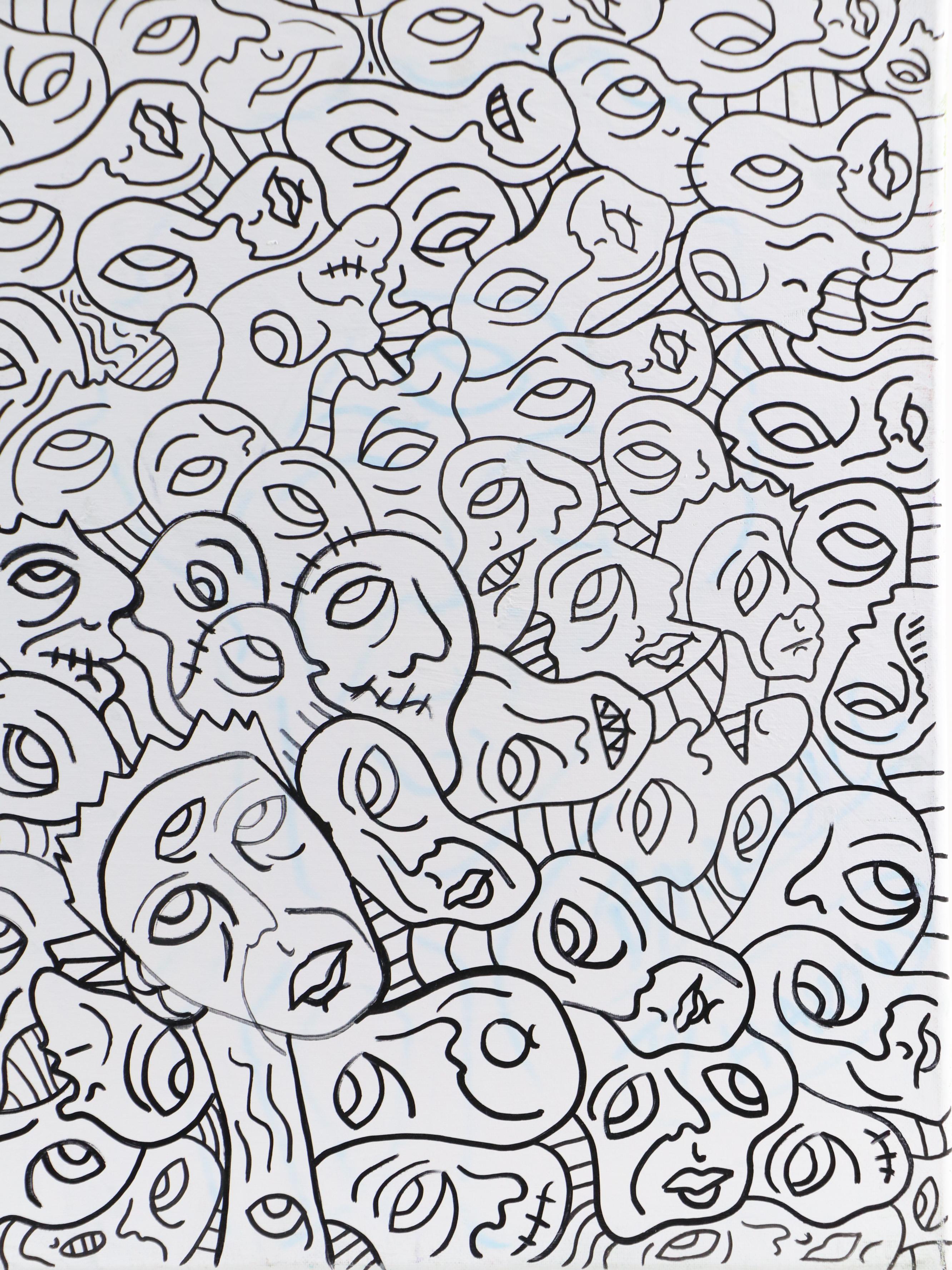 Bryson C. Abstract Faces Acrylic Painting, 2021