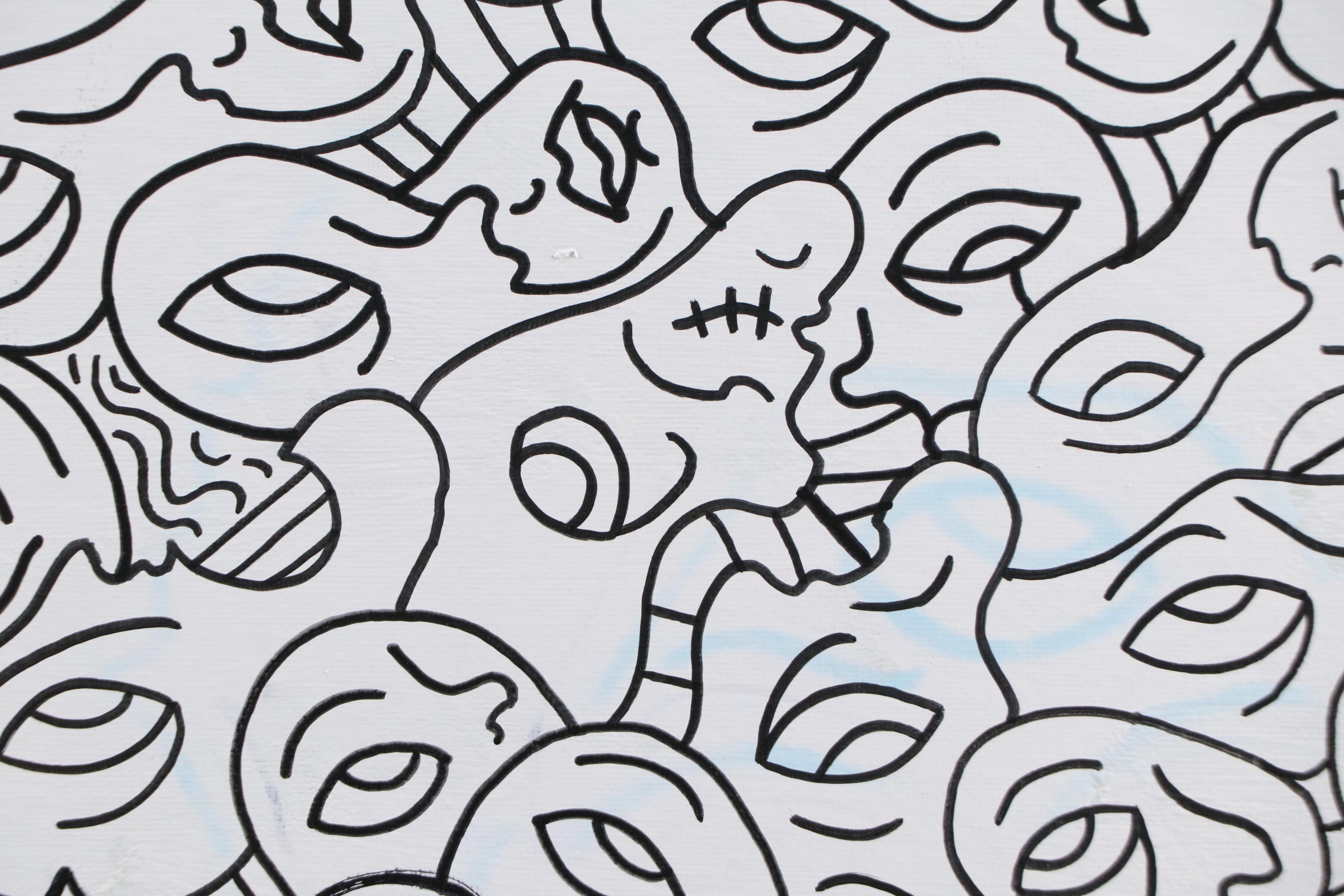 Bryson C. Abstract Faces Acrylic Painting, 2021