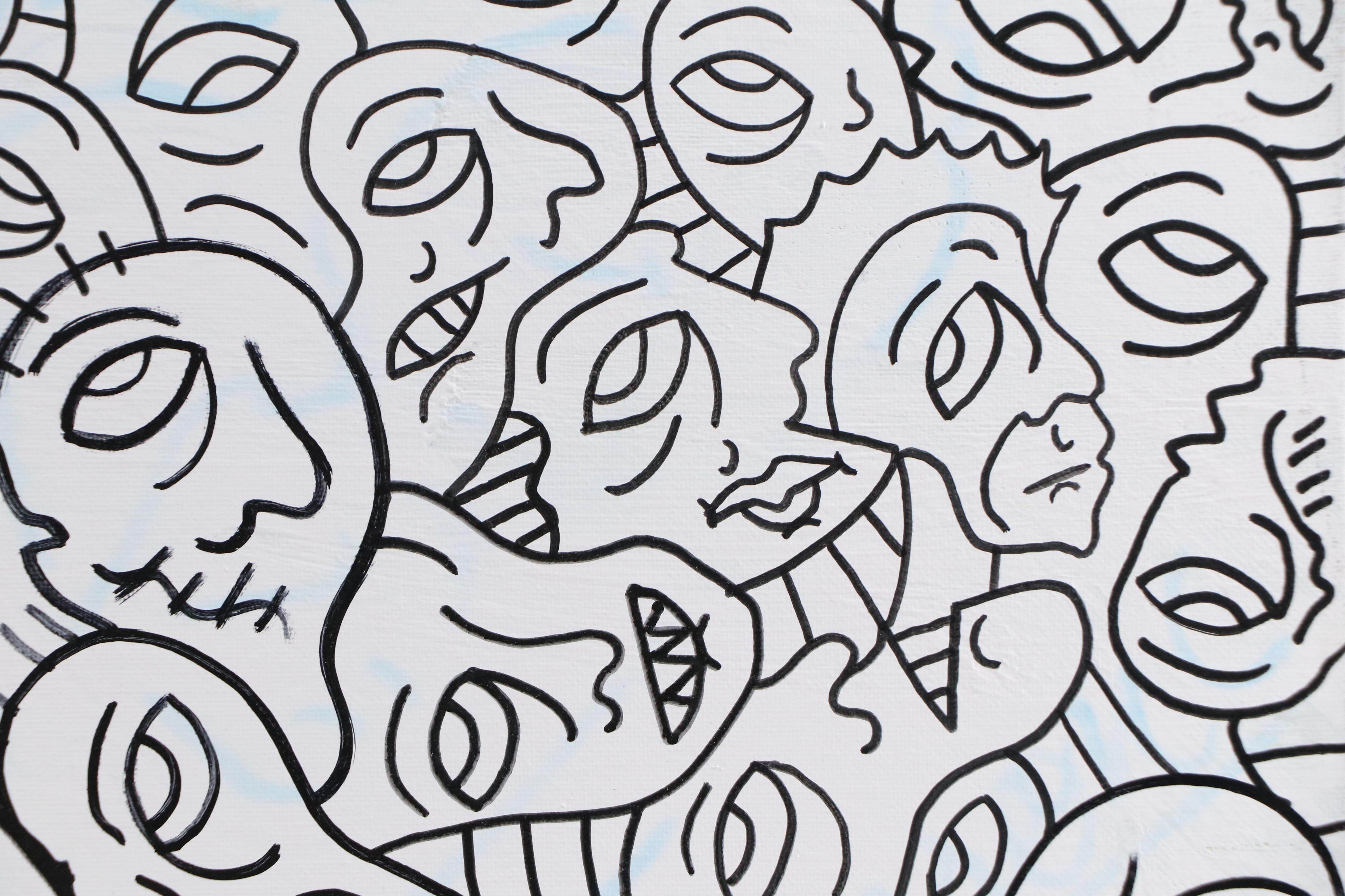 Bryson C. Abstract Faces Acrylic Painting, 2021