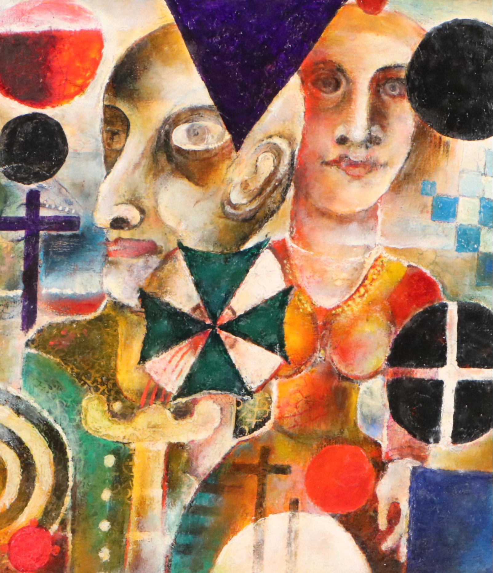 Nikolay Manuylov "Kuk" Surreal Oil Painting with Two Figures, Mid-20th Century