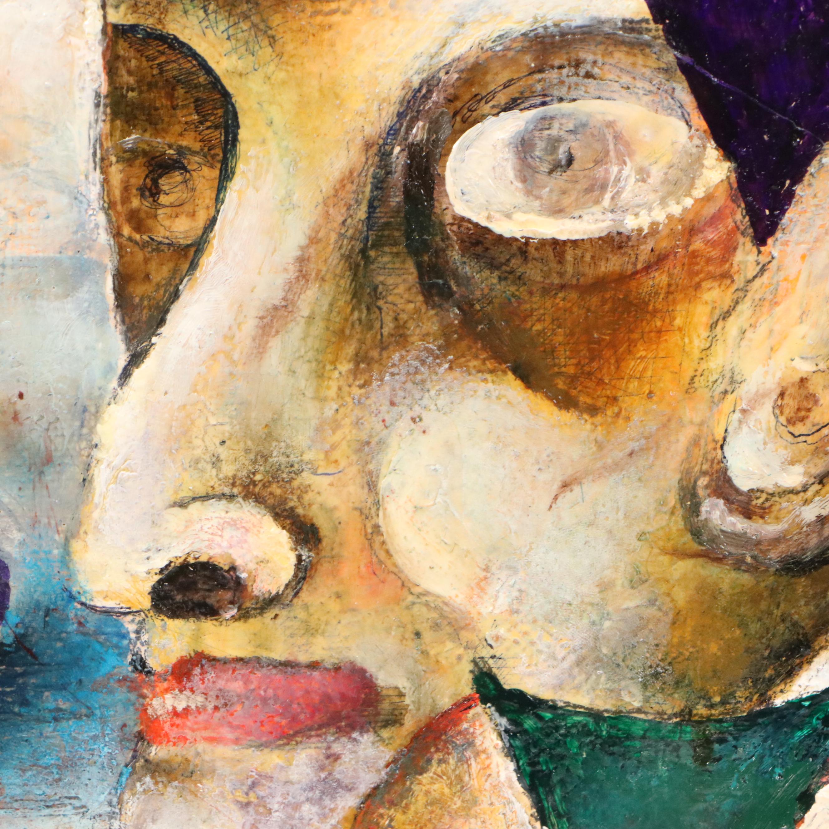 Nikolay Manuylov "Kuk" Surreal Oil Painting with Two Figures, Mid-20th Century