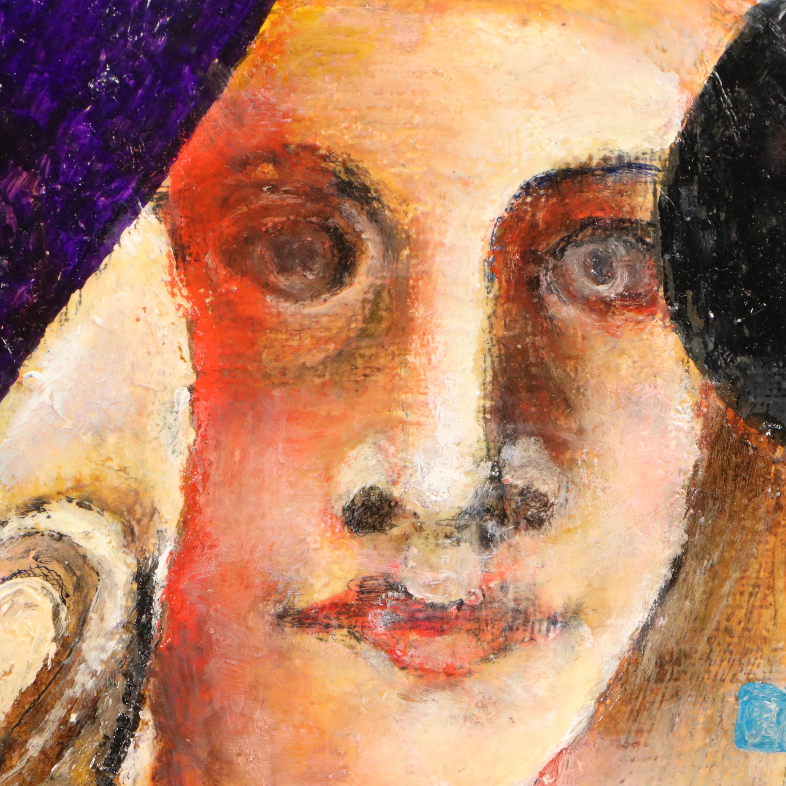 Nikolay Manuylov "Kuk" Surreal Oil Painting with Two Figures, Mid-20th Century