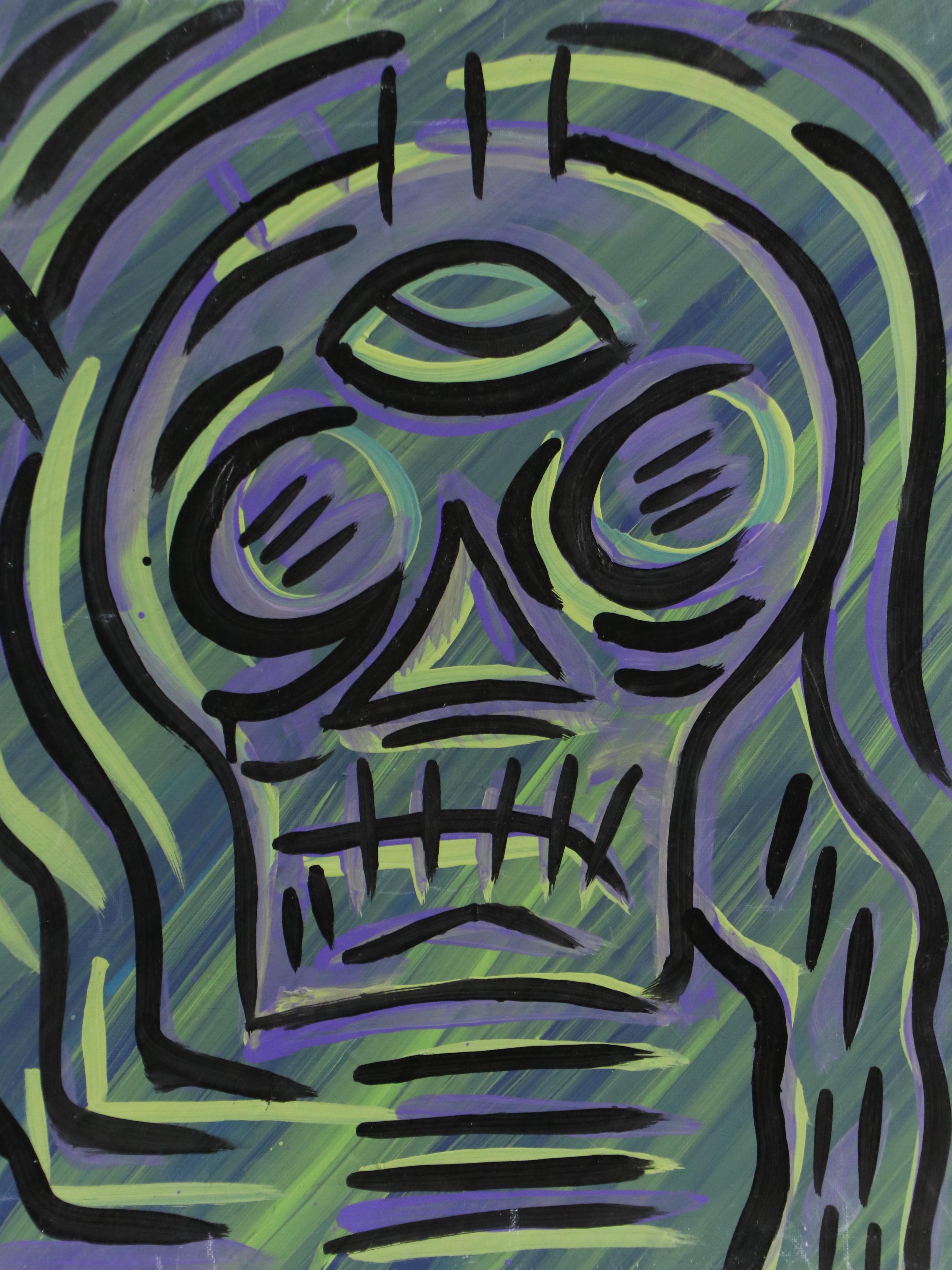 Bryson C. Abstract Face Acrylic Painting, Circa 2025