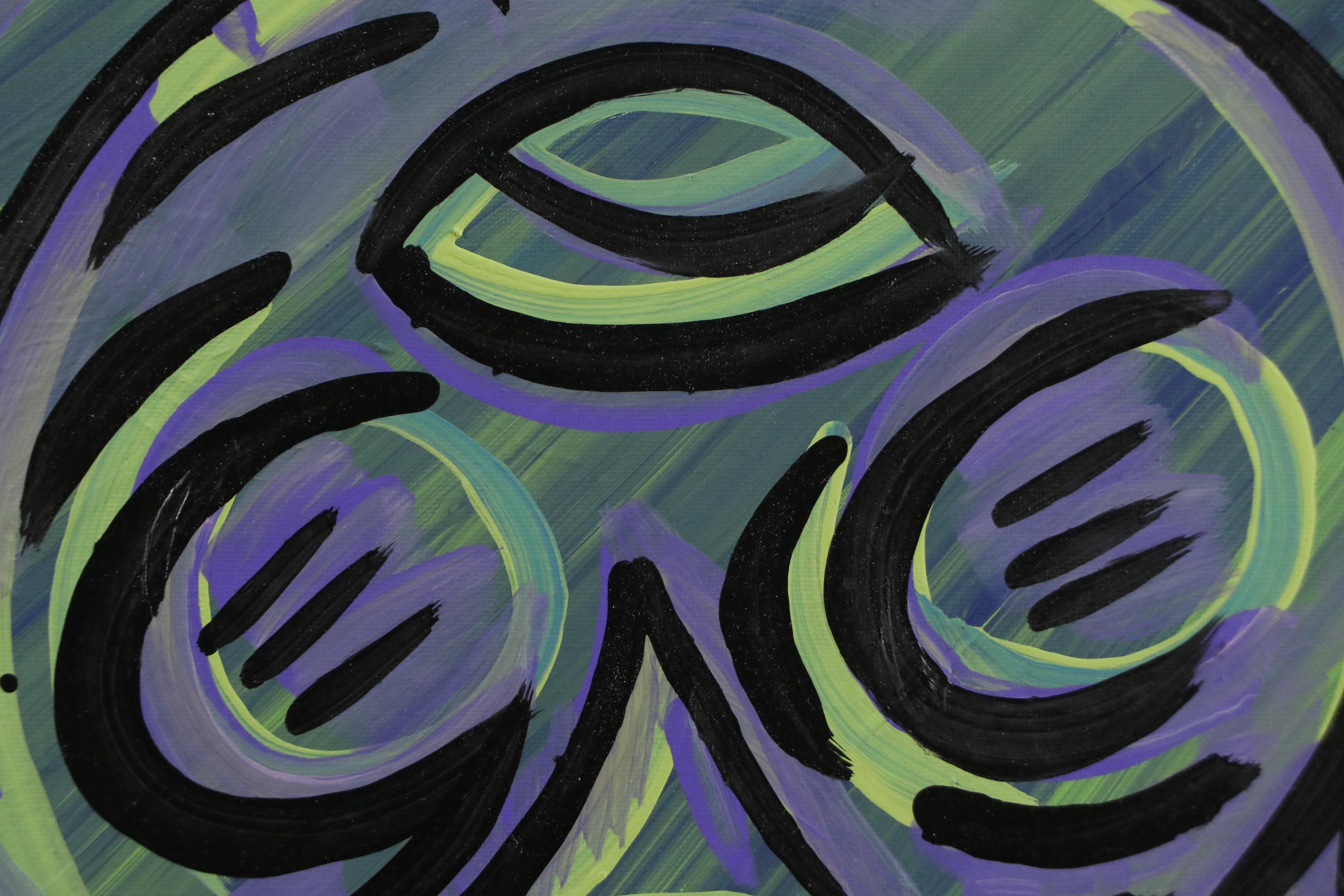 Bryson C. Abstract Face Acrylic Painting, Circa 2025