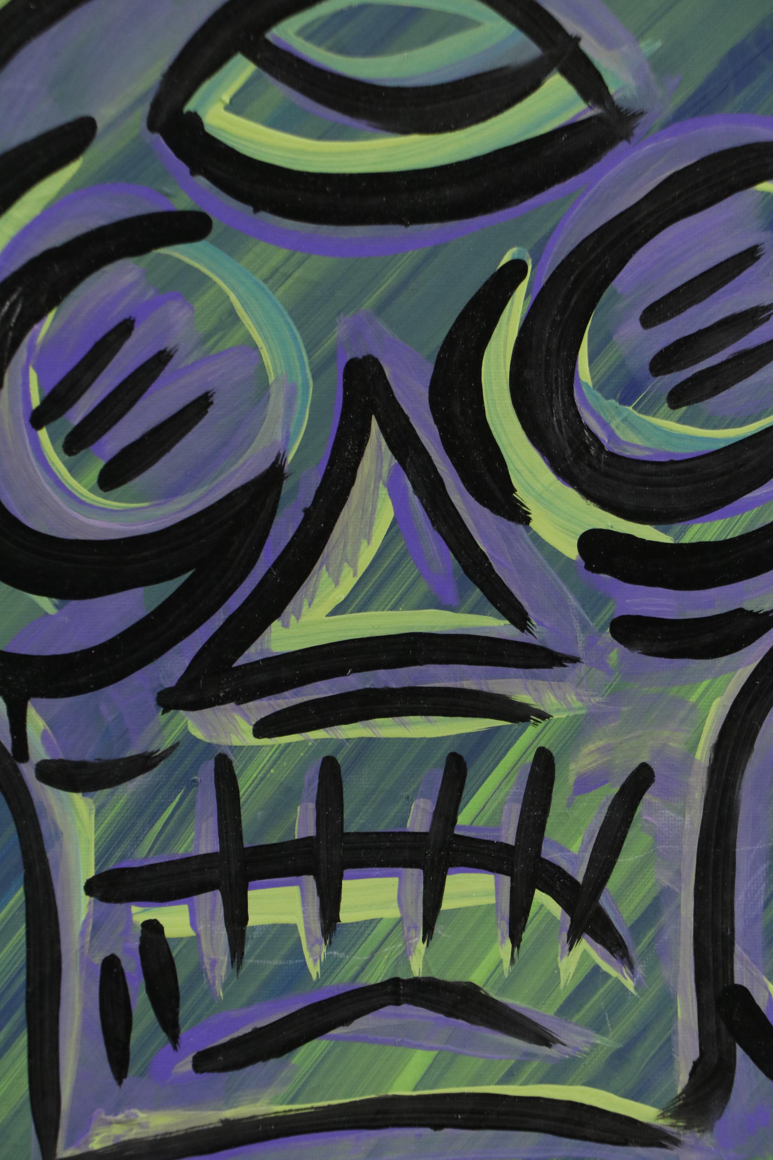 Bryson C. Abstract Face Acrylic Painting, Circa 2025