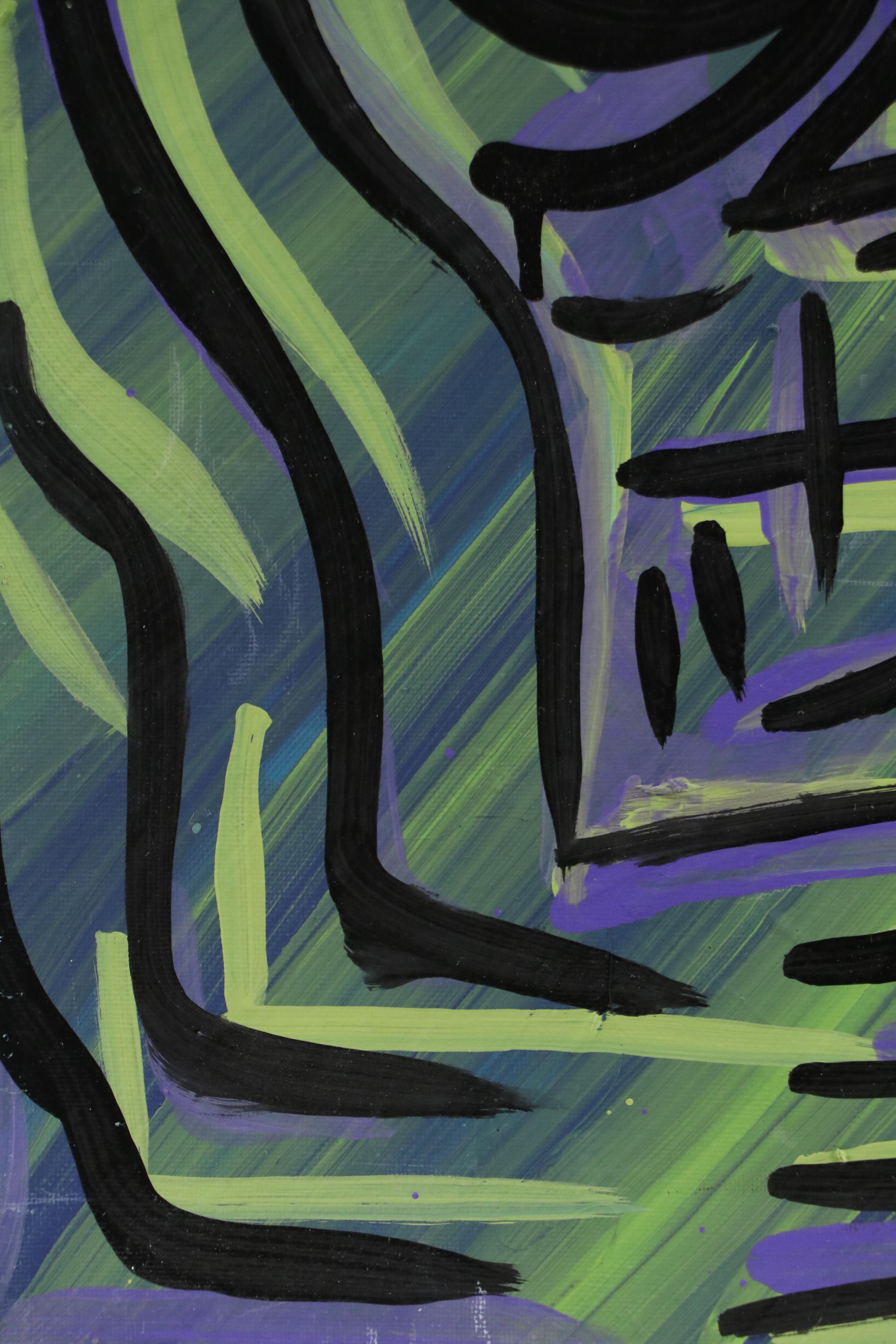 Bryson C. Abstract Face Acrylic Painting, Circa 2025