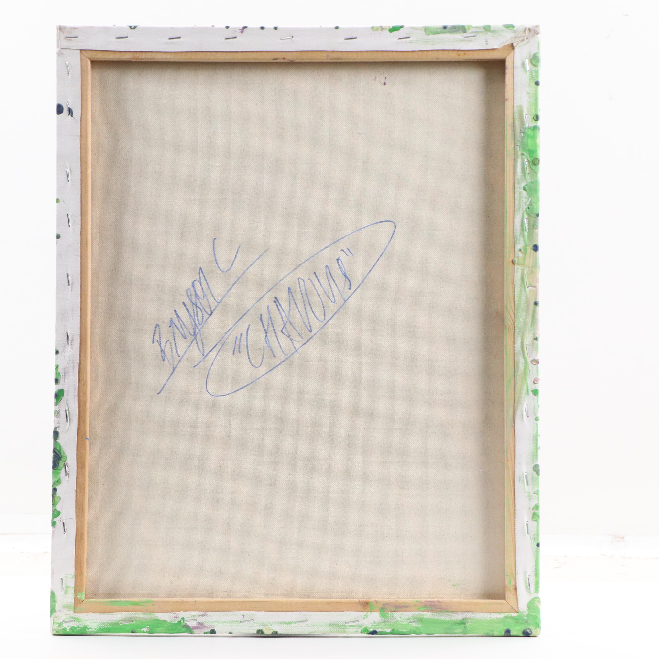 Bryson C. Abstract Face Acrylic Painting, Circa 2025