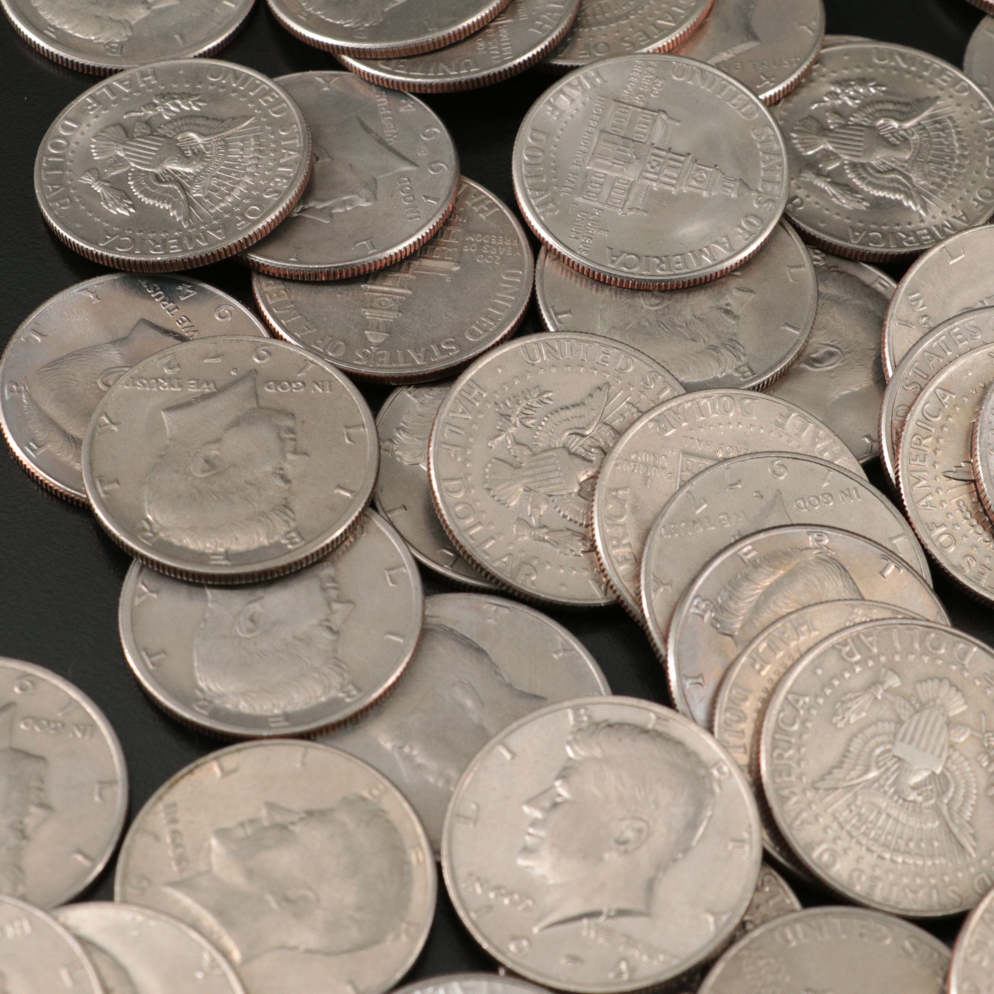 105 Kennedy Half Dollars, Including Silver Clad, Silver Certificates, and More