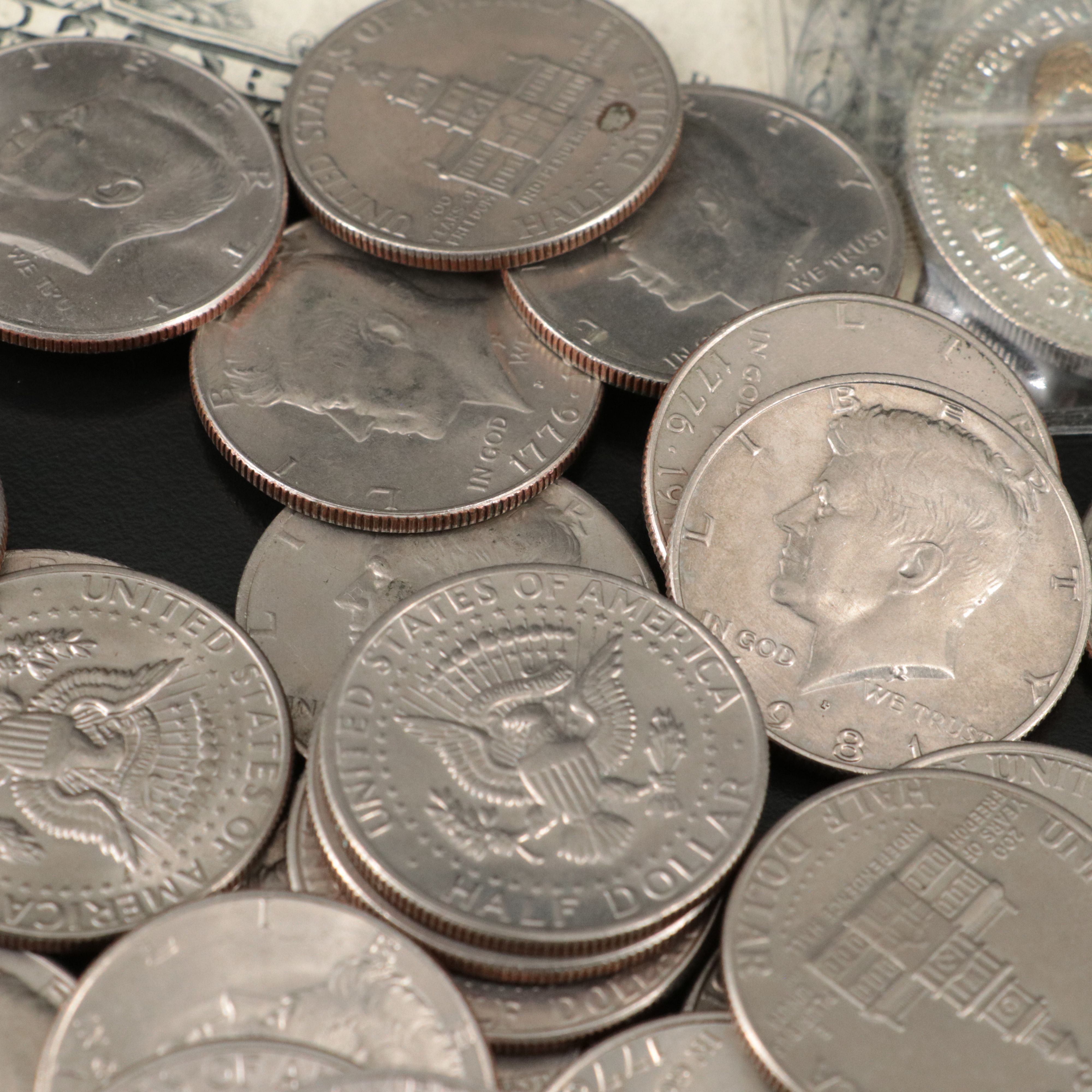 105 Kennedy Half Dollars, Including Silver Clad, Silver Certificates, and More