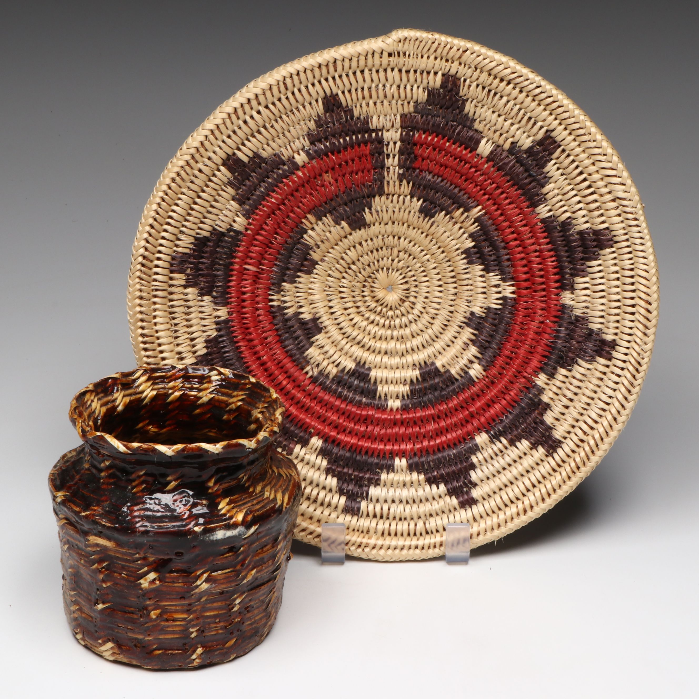 Navajo Sumac Wedding Basket and Sumac Basket with Pine Pitch