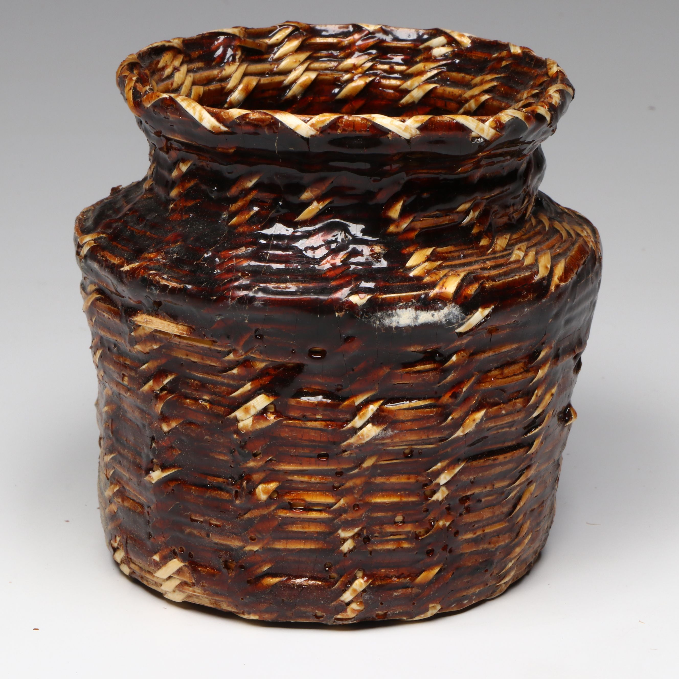 Navajo Sumac Wedding Basket and Sumac Basket with Pine Pitch