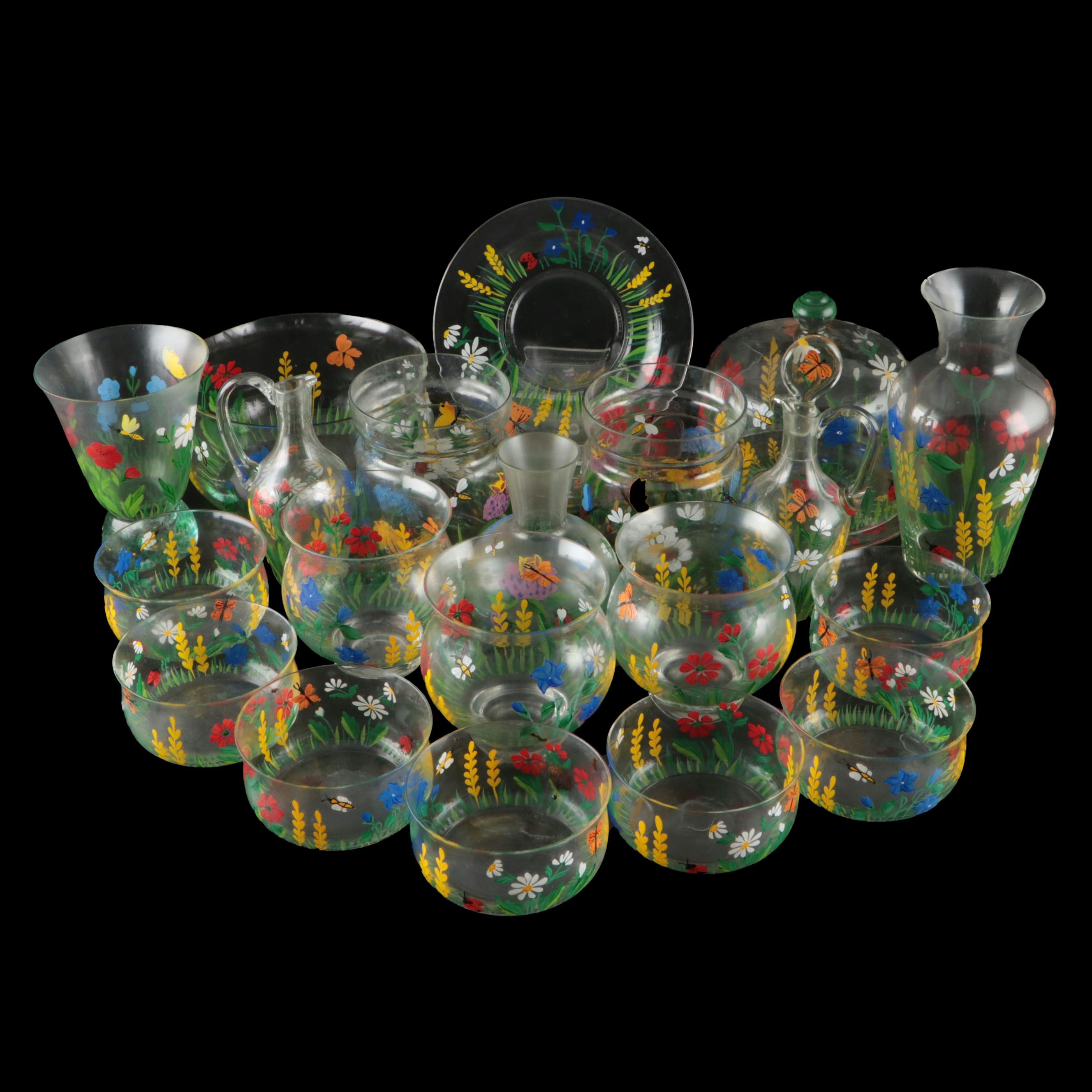 Hand-Painted Glass Vases, Bowls, Plates, and More Tableware