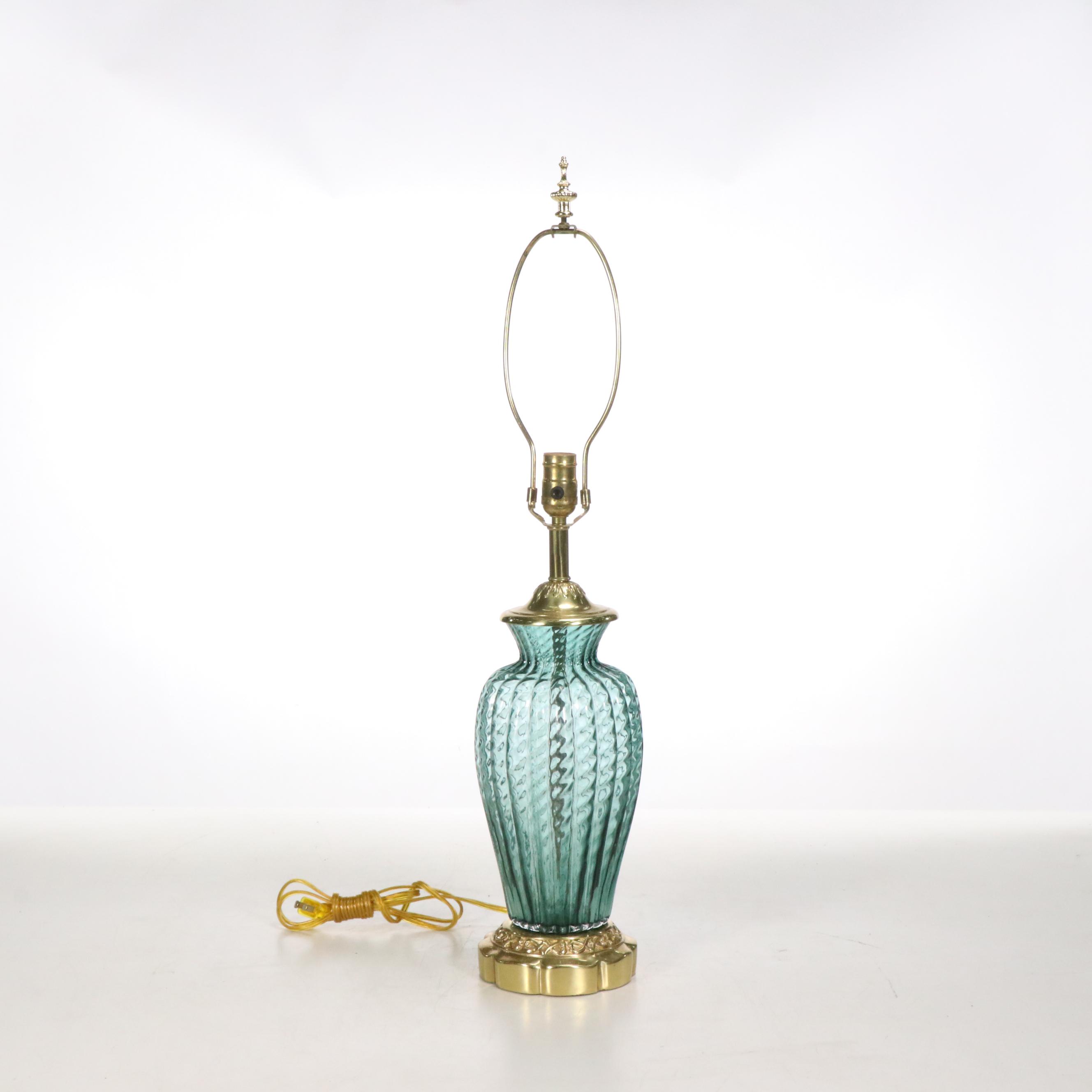 Pilgrim Green Ruffles Murano Style Glass Table Lamps