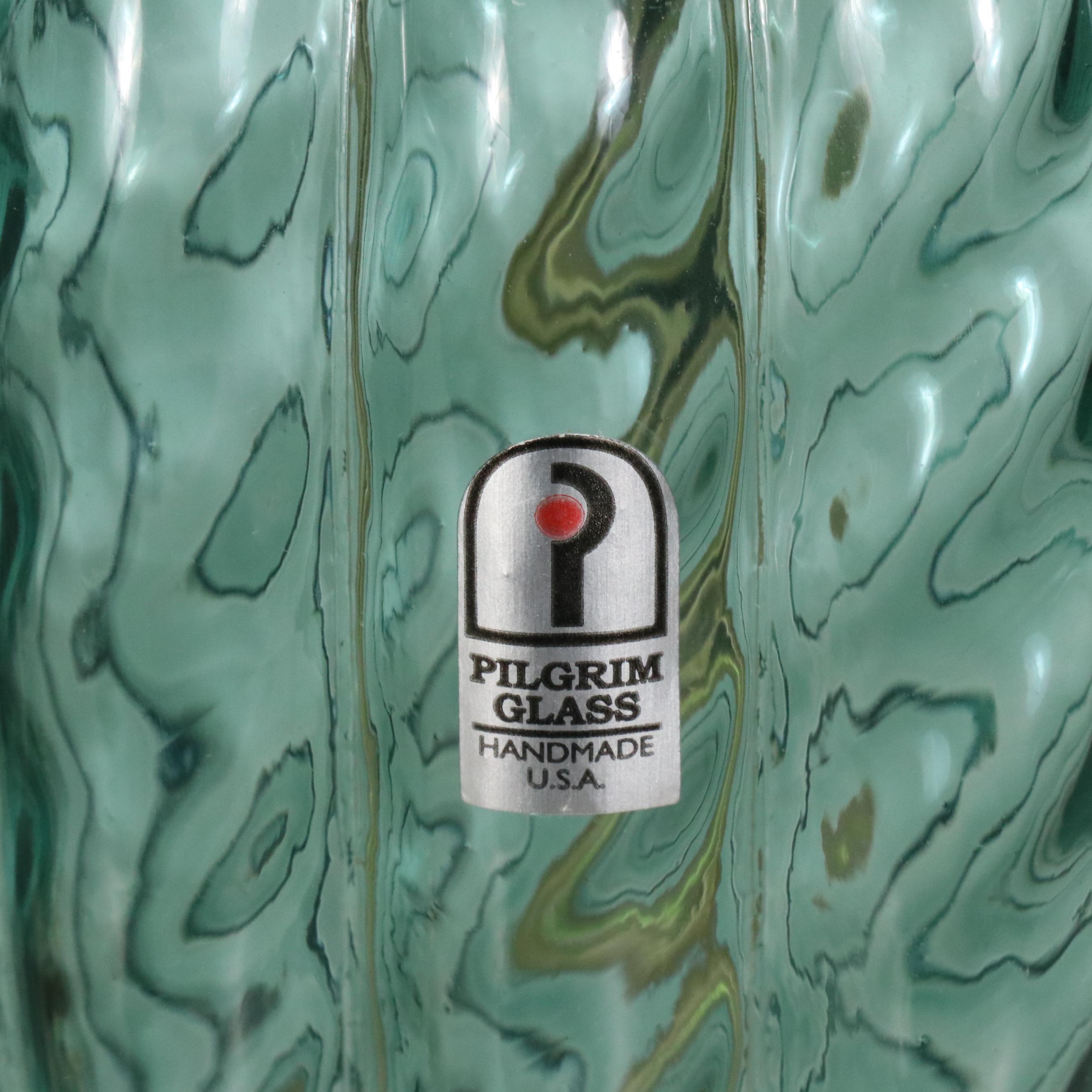 Pilgrim Green Ruffles Murano Style Glass Table Lamps