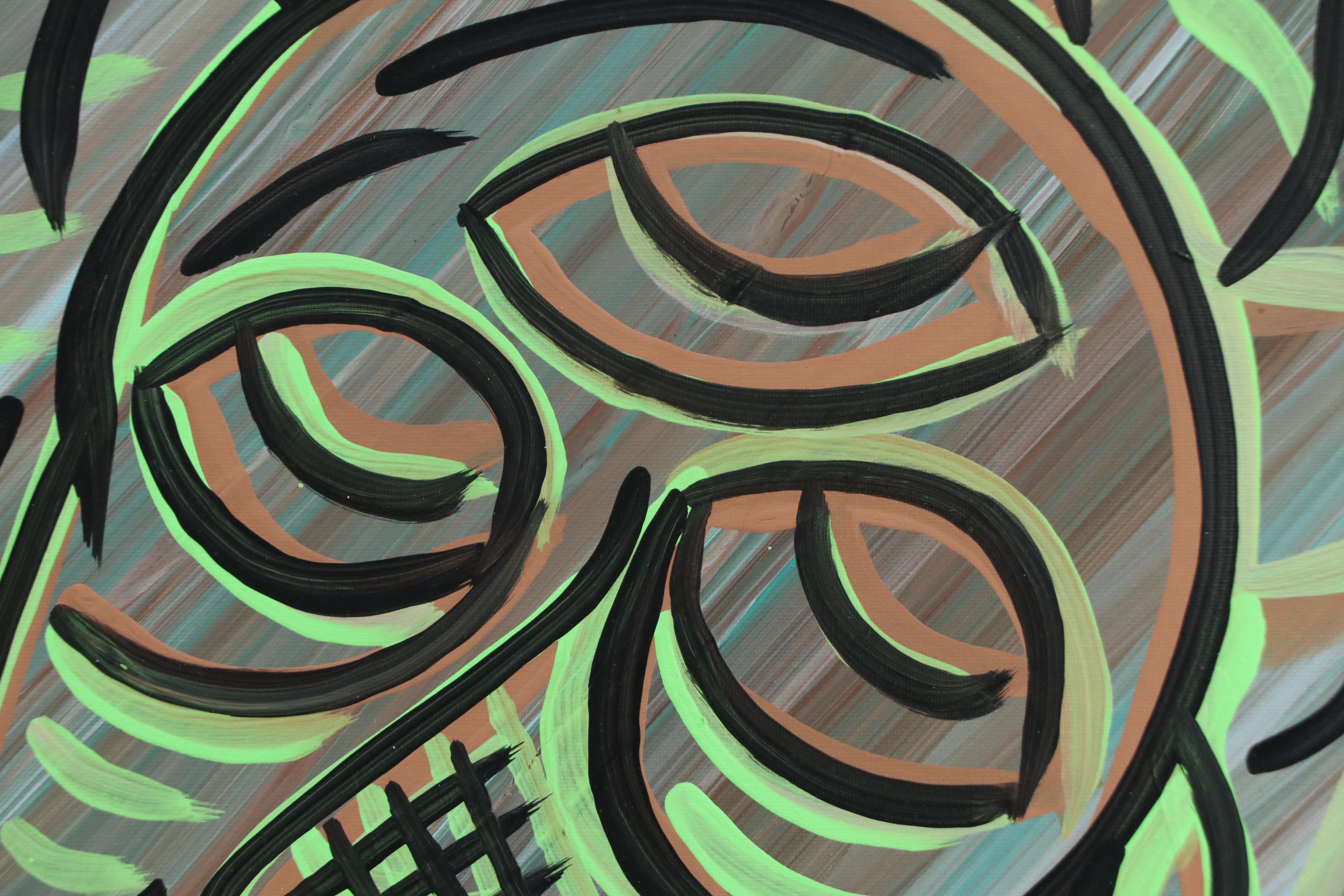 Bryson C. Abstract Face Acrylic Painting, Circa 2025