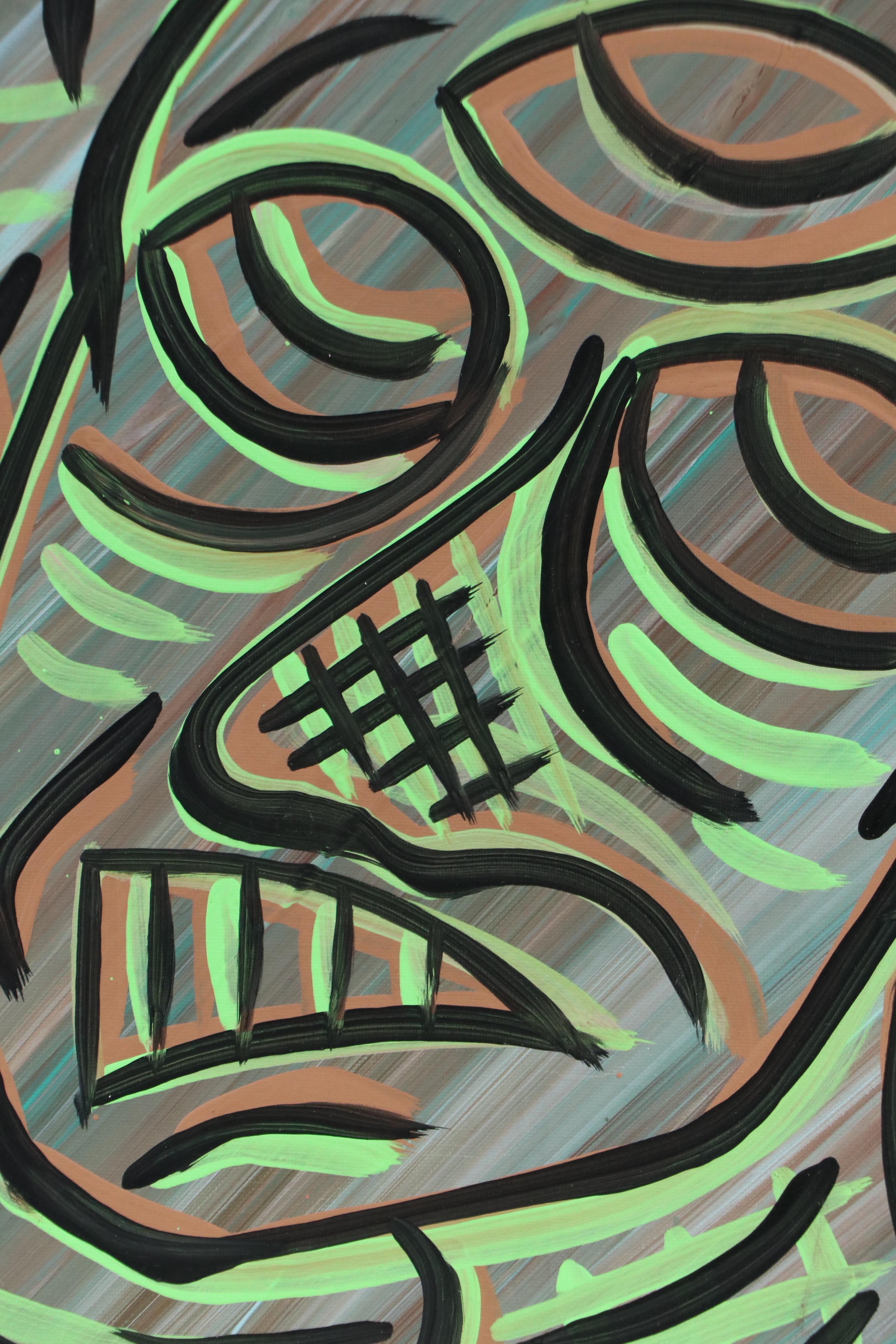 Bryson C. Abstract Face Acrylic Painting, Circa 2025