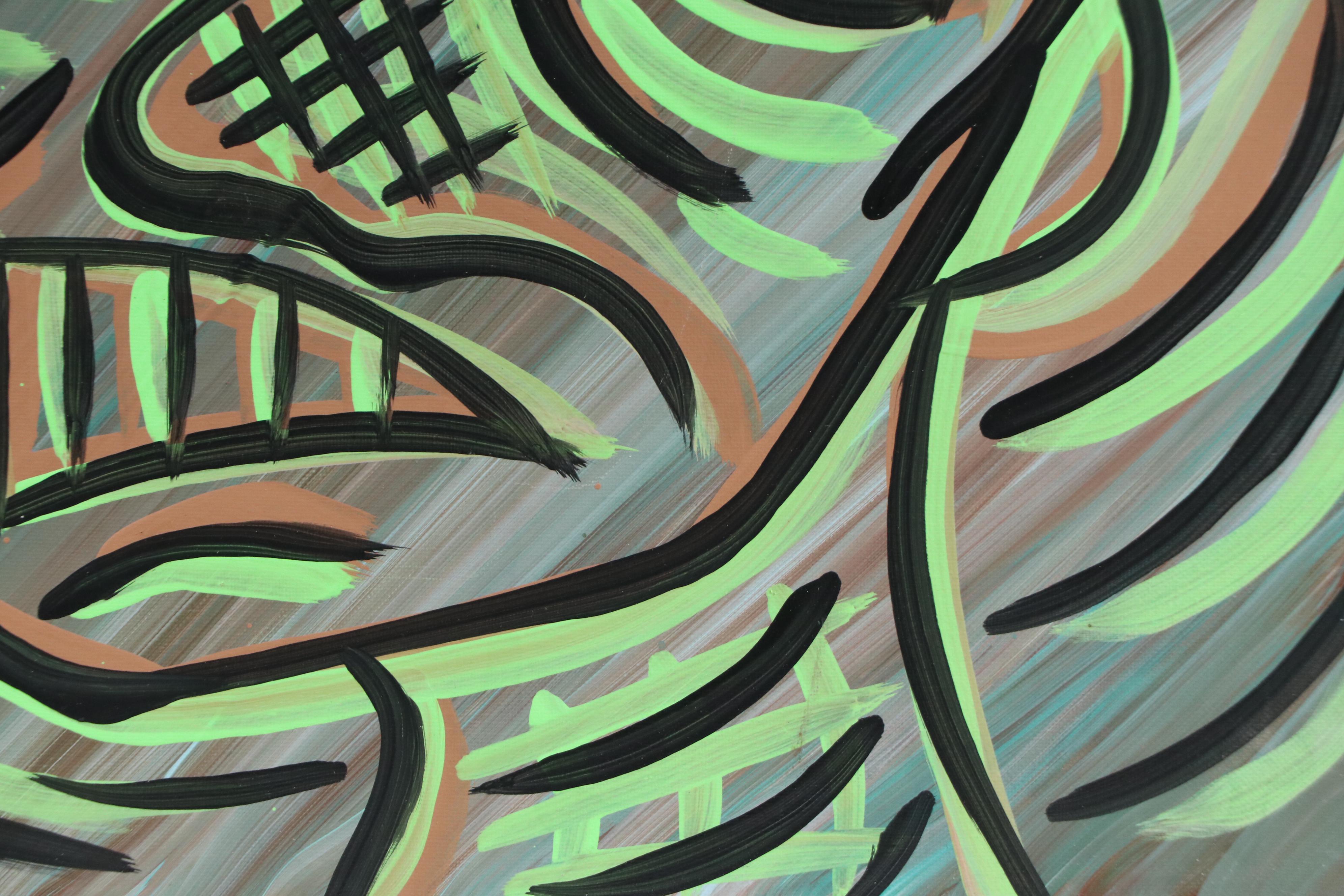 Bryson C. Abstract Face Acrylic Painting, Circa 2025