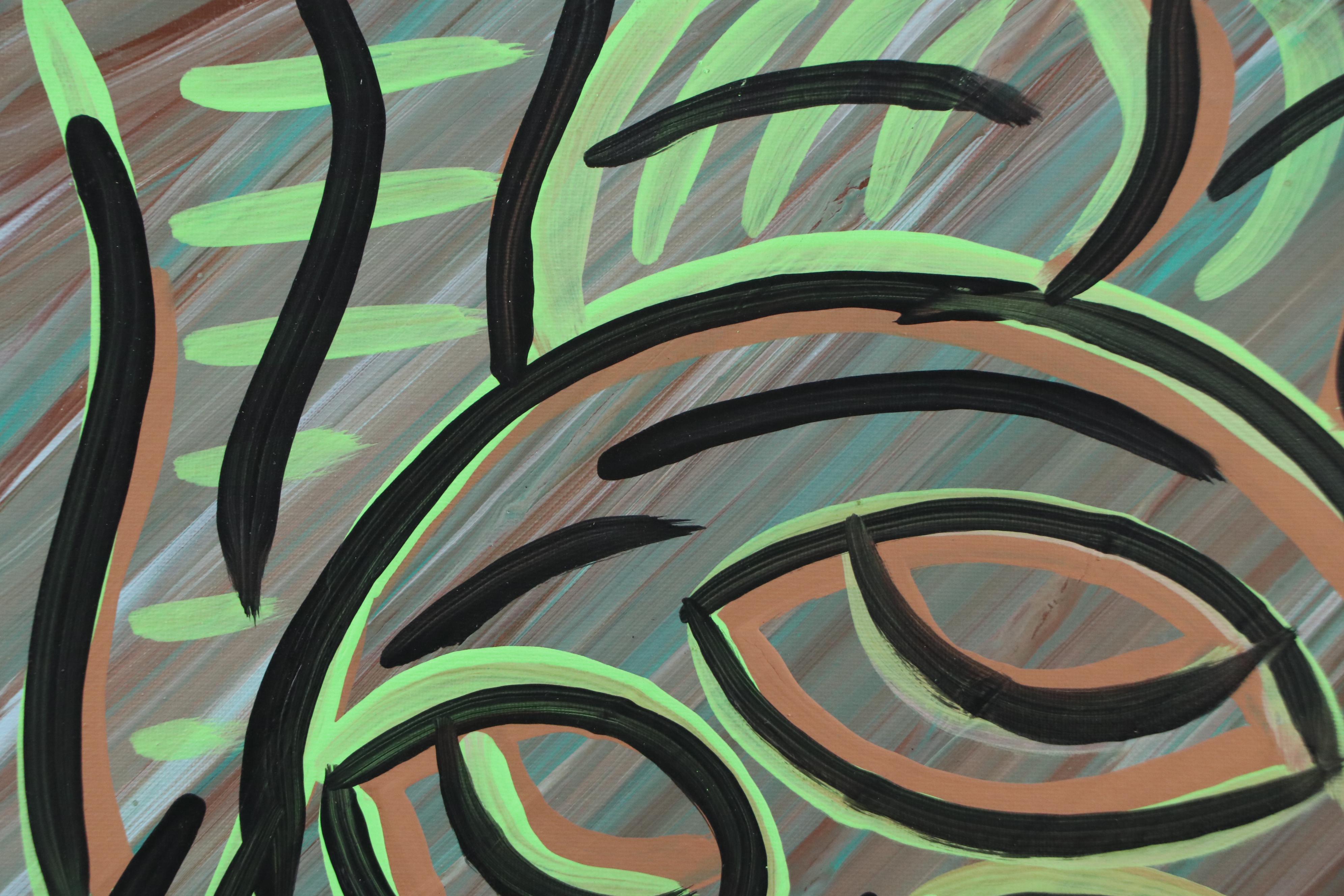 Bryson C. Abstract Face Acrylic Painting, Circa 2025