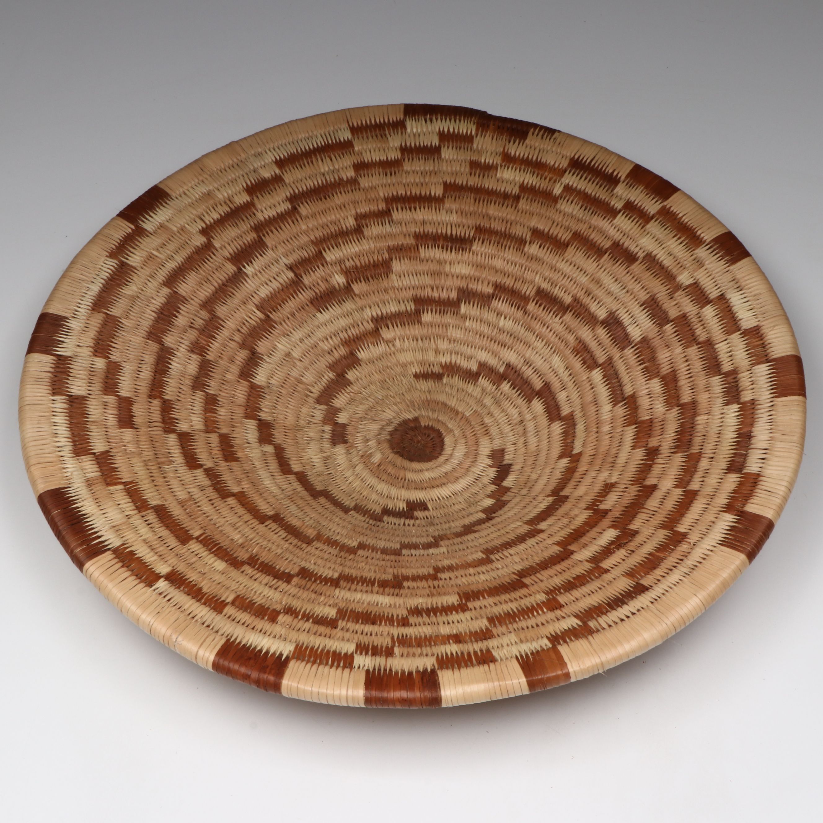 Botswanan Woven Mokolane Palm and Natural Dyed Round Baskets