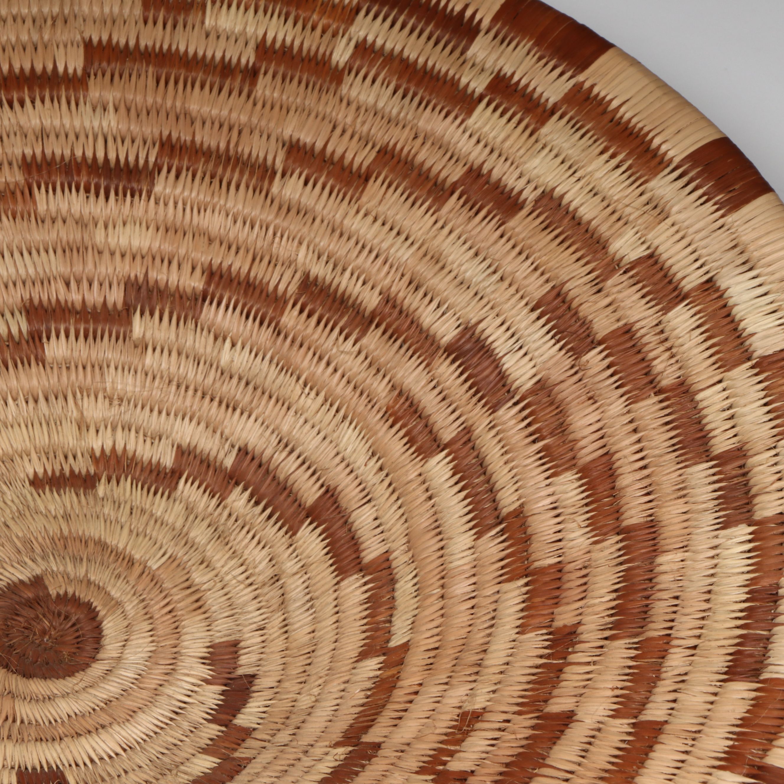 Botswanan Woven Mokolane Palm and Natural Dyed Round Baskets