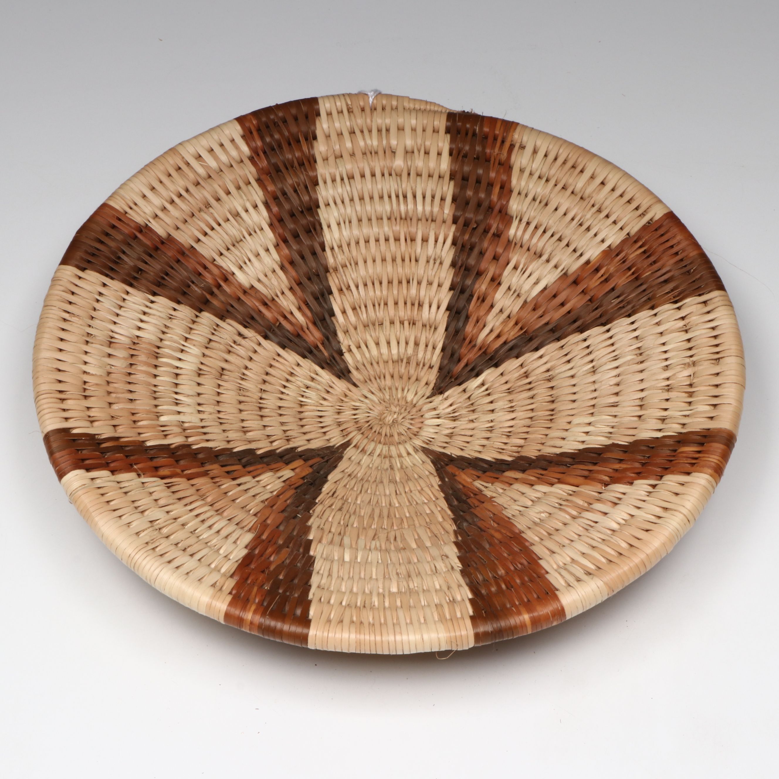 Botswanan Woven Mokolane Palm and Natural Dyed Round Baskets