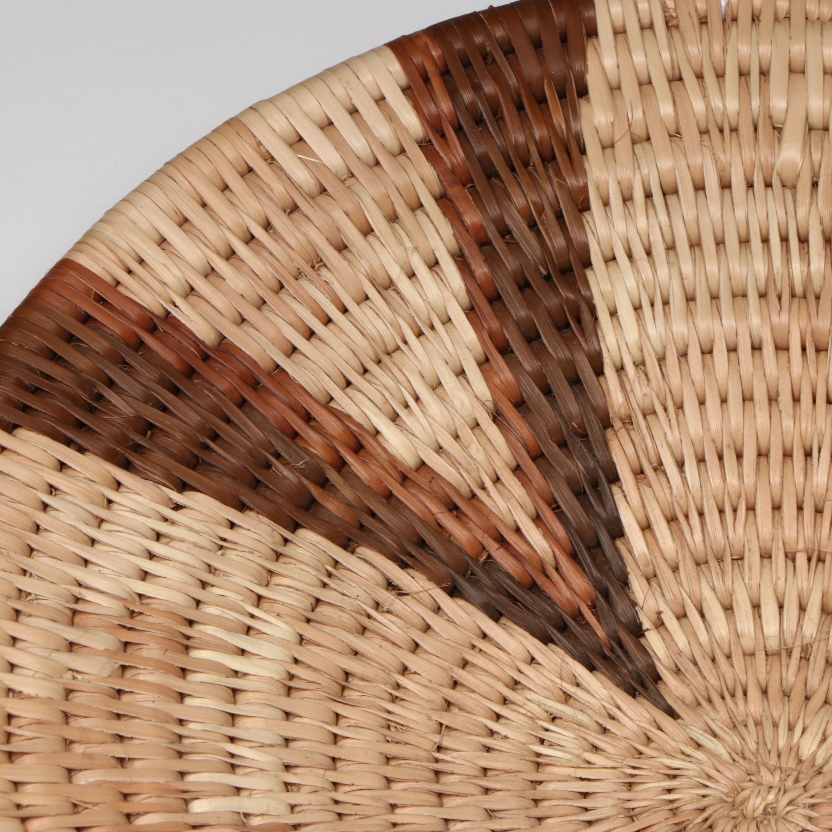 Botswanan Woven Mokolane Palm and Natural Dyed Round Baskets