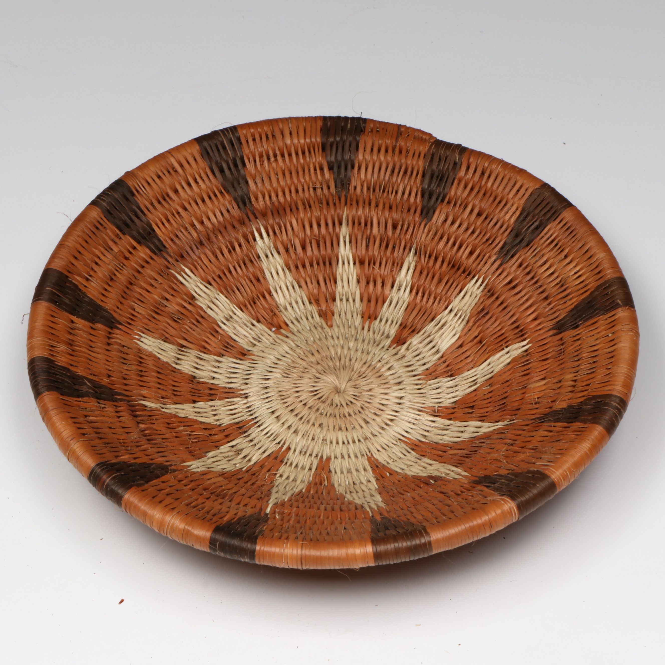 Botswanan Woven Mokolane Palm and Natural Dyed Round Baskets