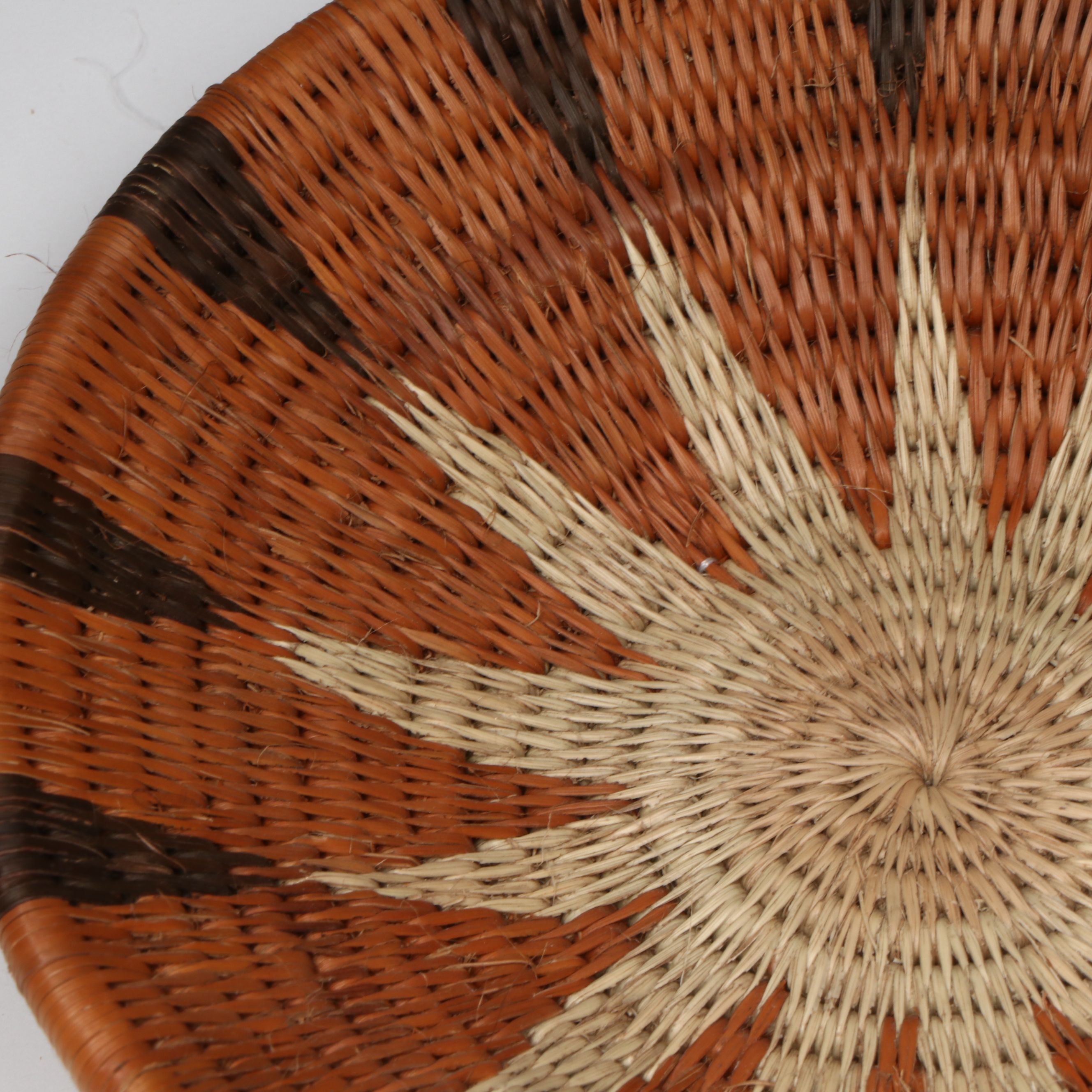 Botswanan Woven Mokolane Palm and Natural Dyed Round Baskets