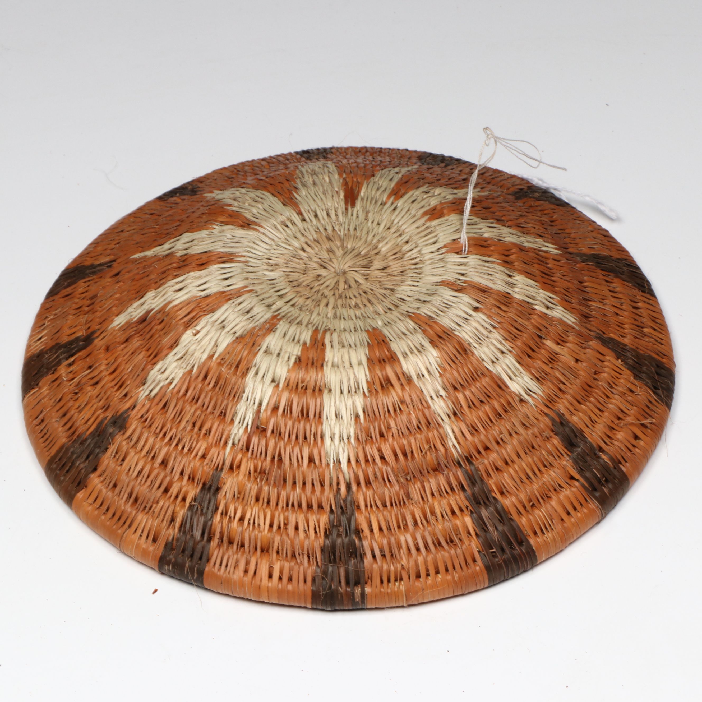 Botswanan Woven Mokolane Palm and Natural Dyed Round Baskets