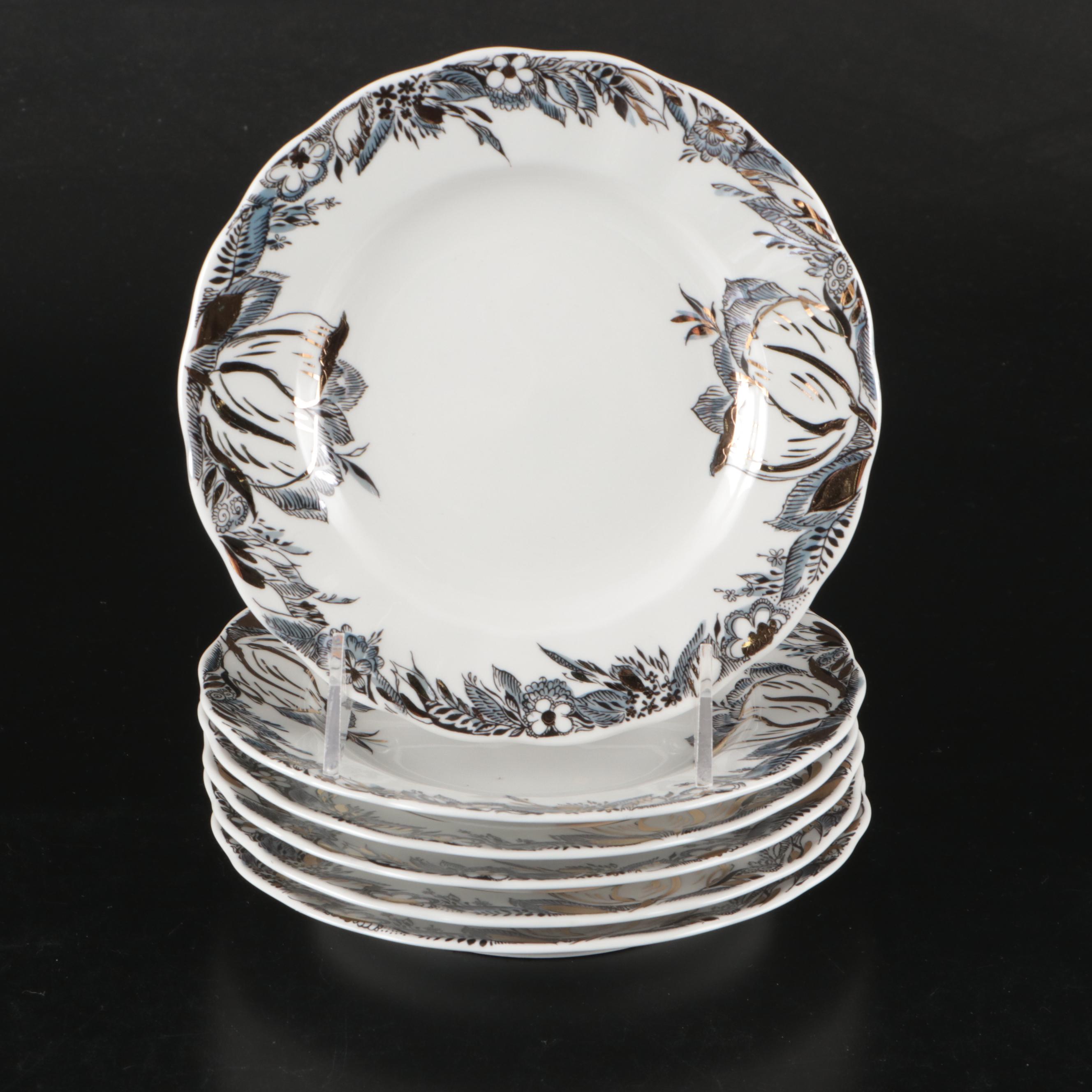 Lomonosov Black and Gold Gilt Porcelain Dinnerware and Table Accessories