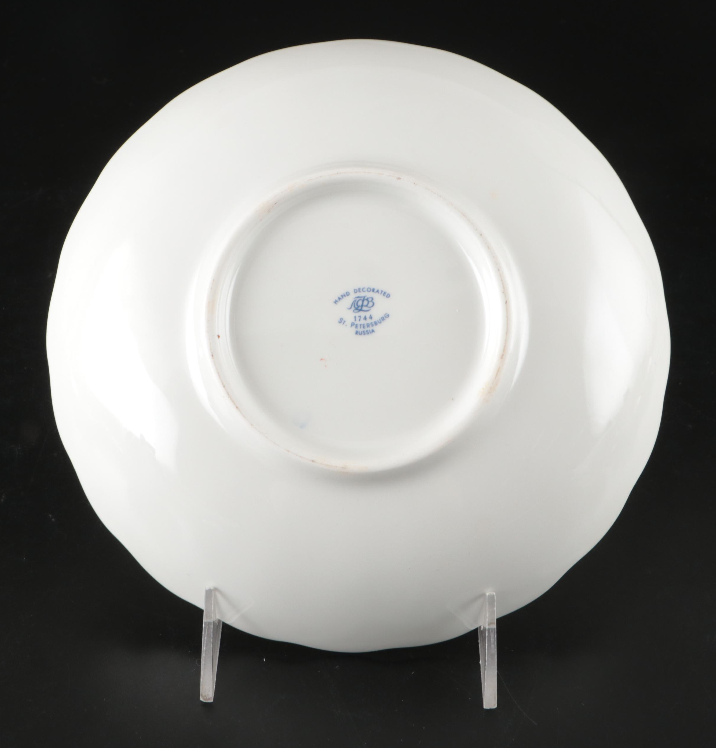 Lomonosov Black and Gold Gilt Porcelain Dinnerware and Table Accessories