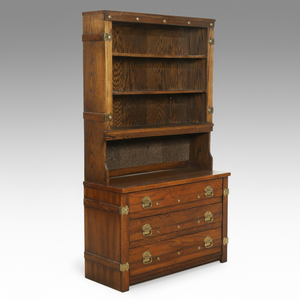 Glick's Furniture Oak Chest of Drawers and Bookcase Hutch