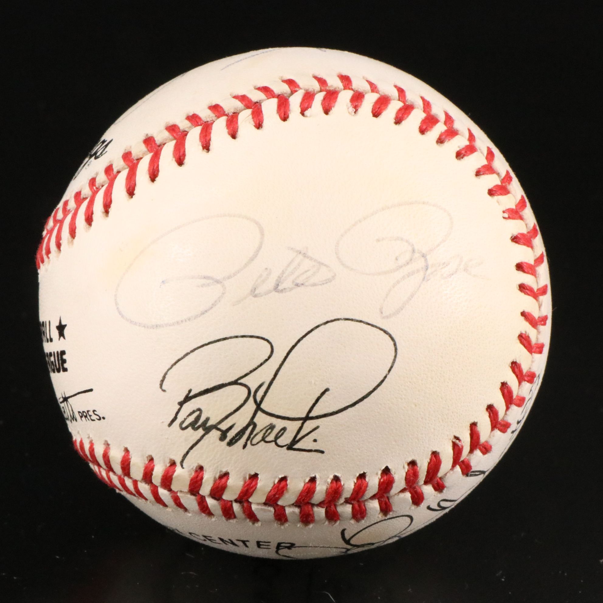 Pete Rose, Barry Larkin, Tony Perez, Joe Nuxhall, and More Signed Baseball