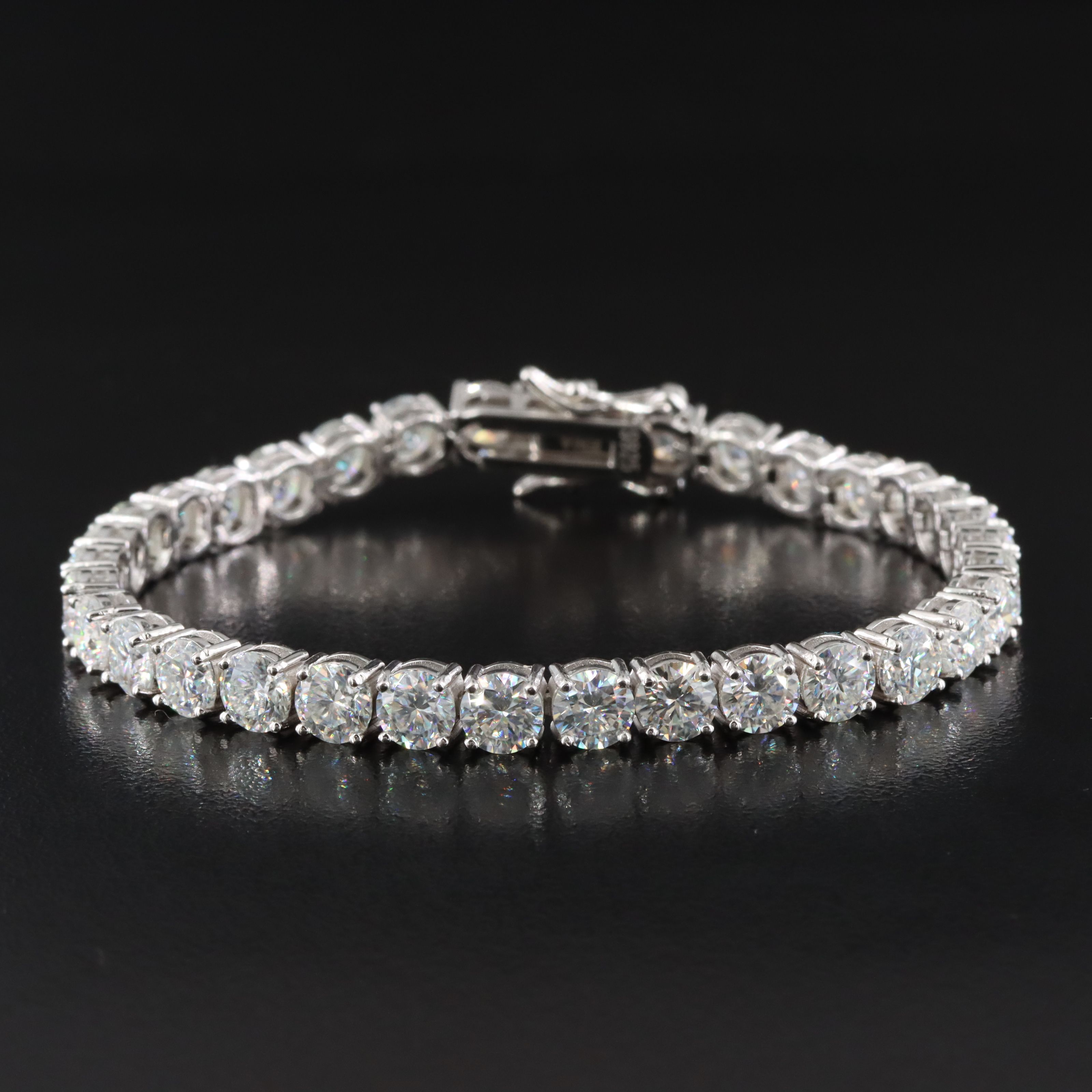Sterling and Moissanite Line Bracelet