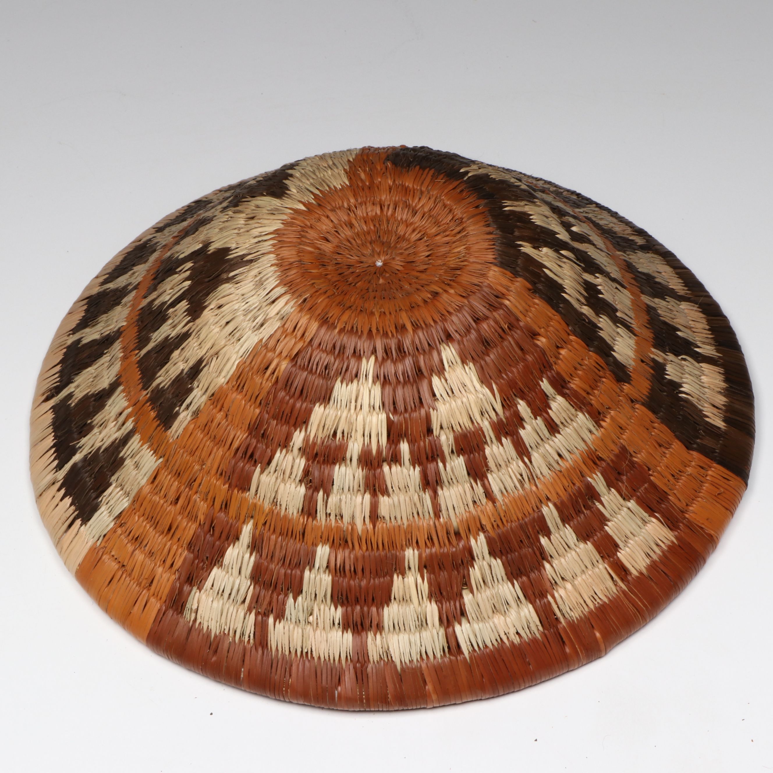 Botswanan Mokolane Palm and Natural Dyed Round Baskets