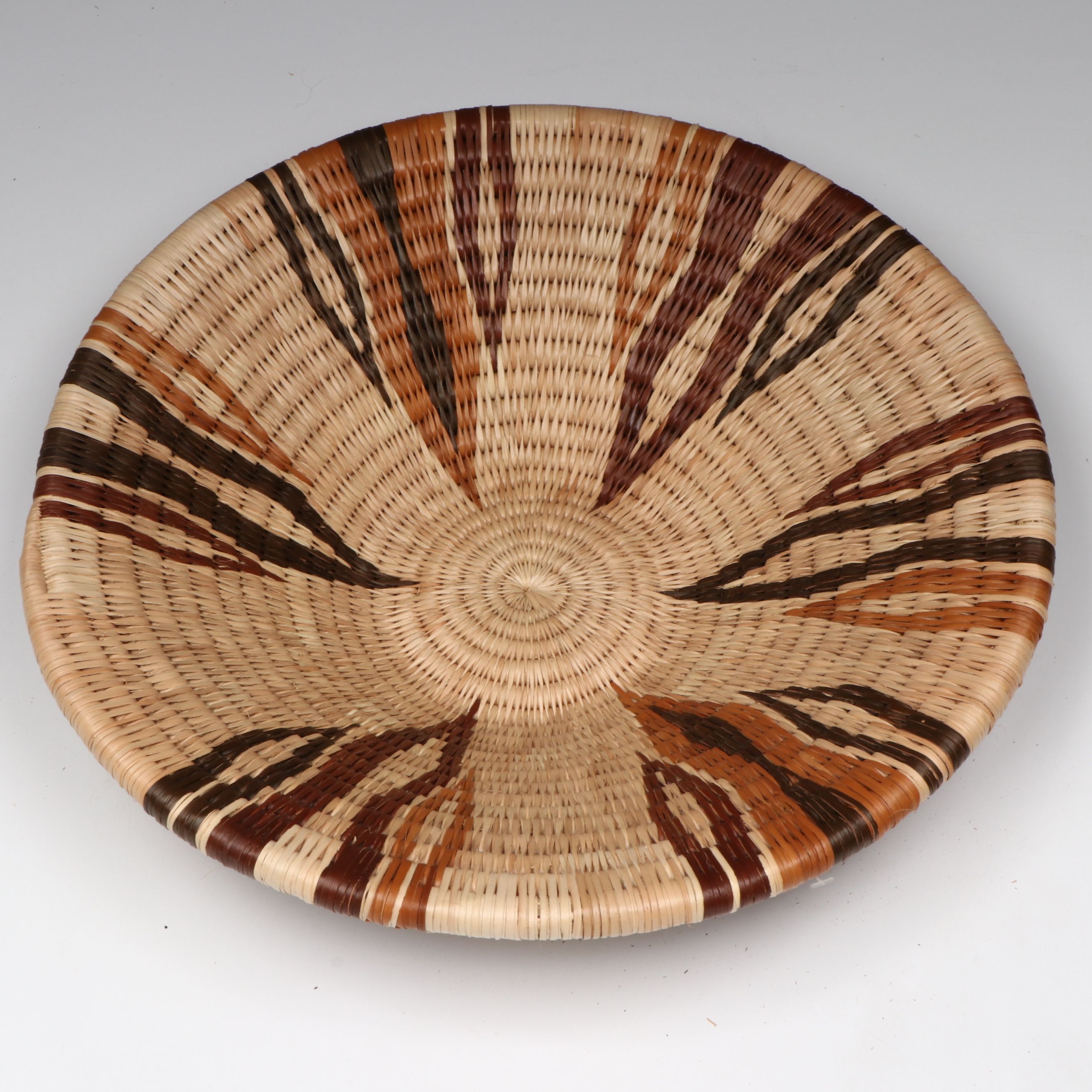 Botswanan Mokolane Palm and Natural Dyed Round Baskets