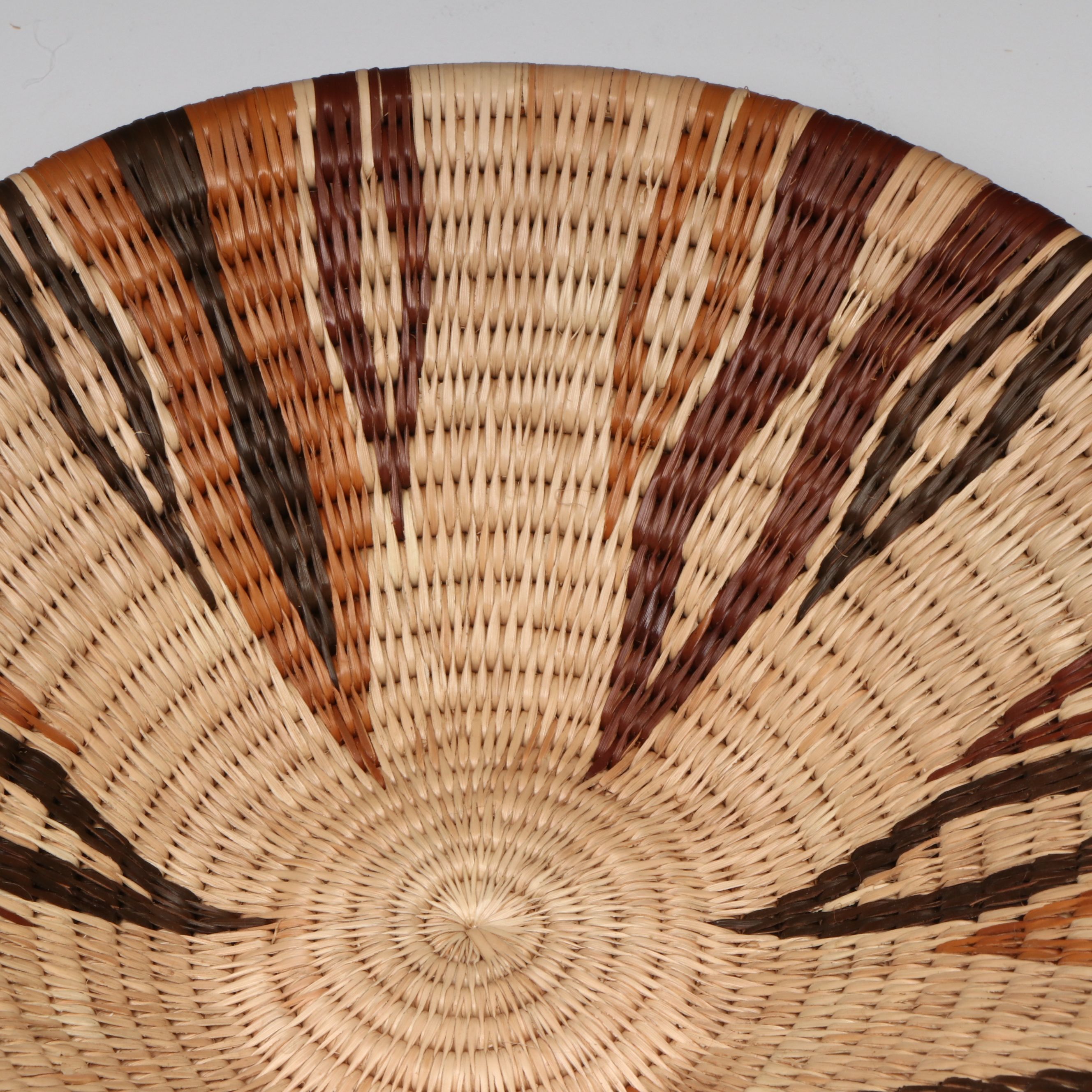 Botswanan Mokolane Palm and Natural Dyed Round Baskets