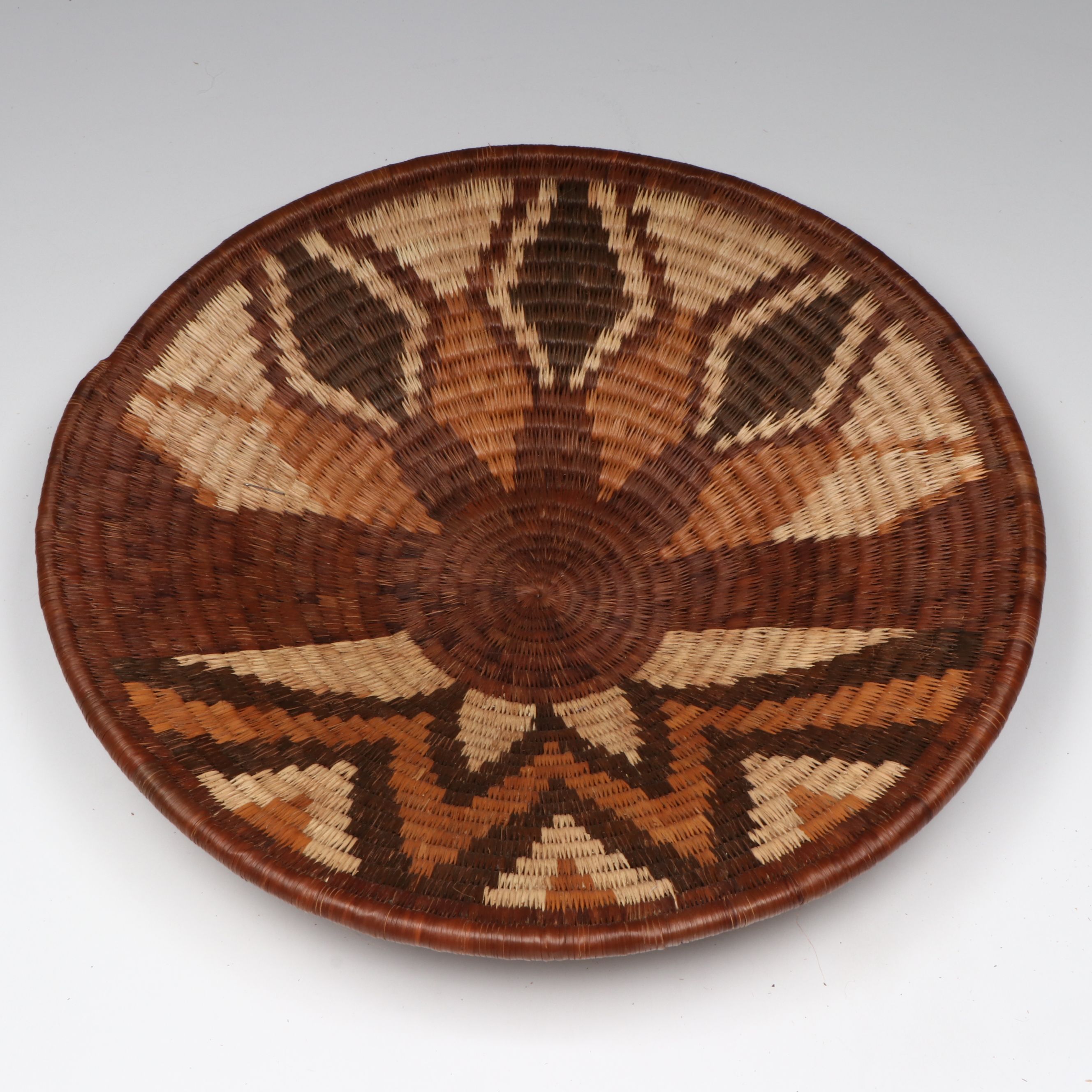 Botswanan Mokolane Palm and Natural Dyed Round Baskets
