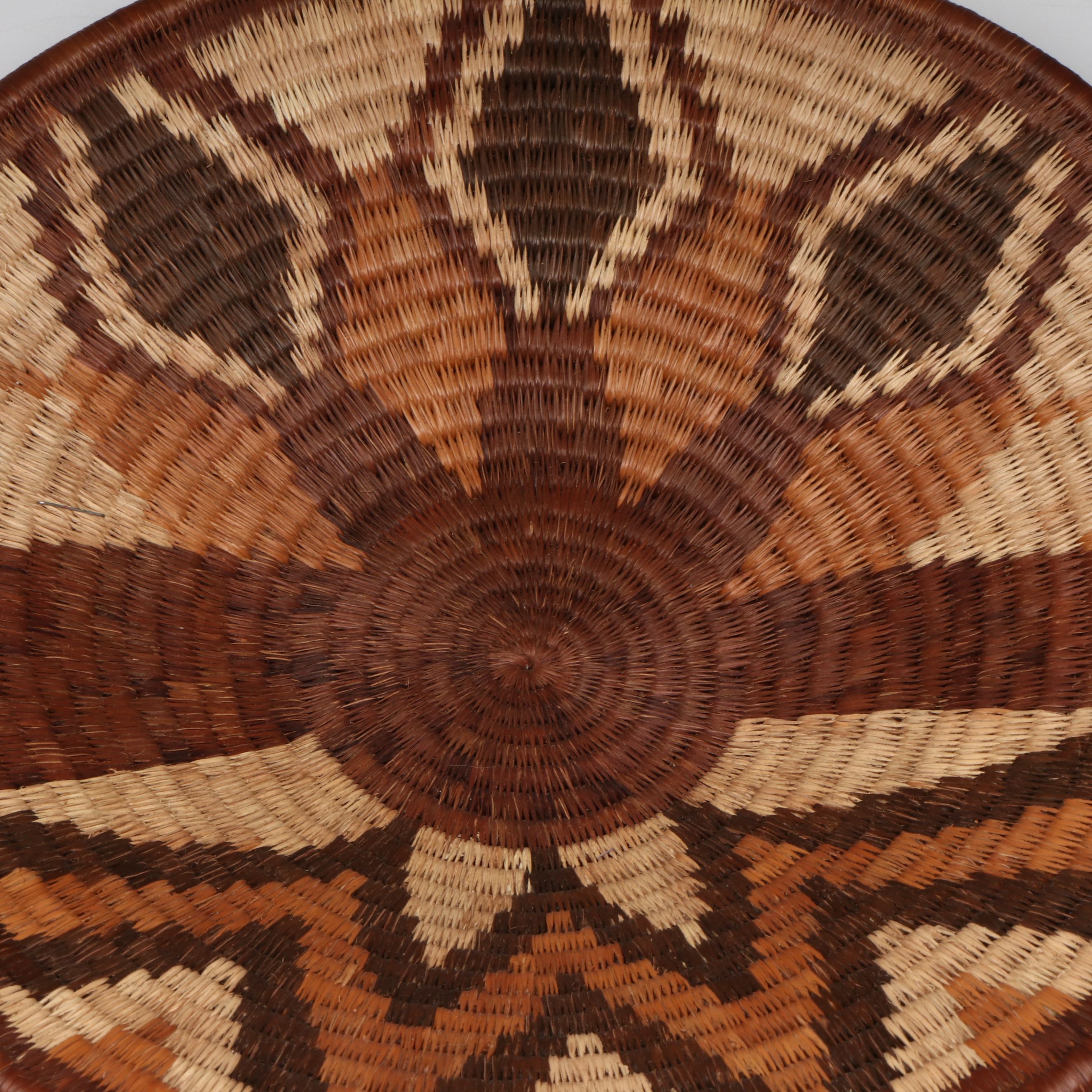 Botswanan Mokolane Palm and Natural Dyed Round Baskets
