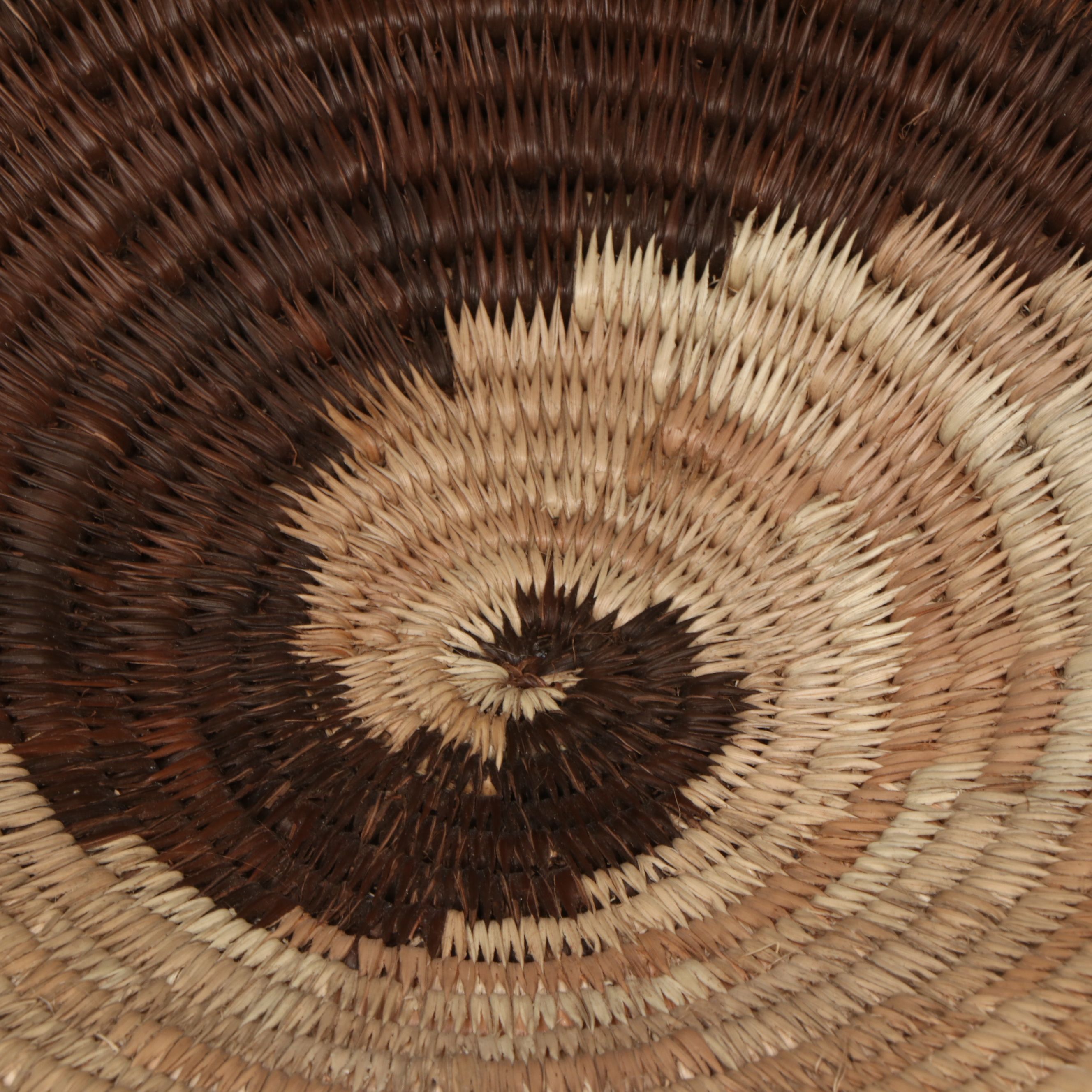 Botswanan Mokolane Palm and Natural Dyed Round Baskets