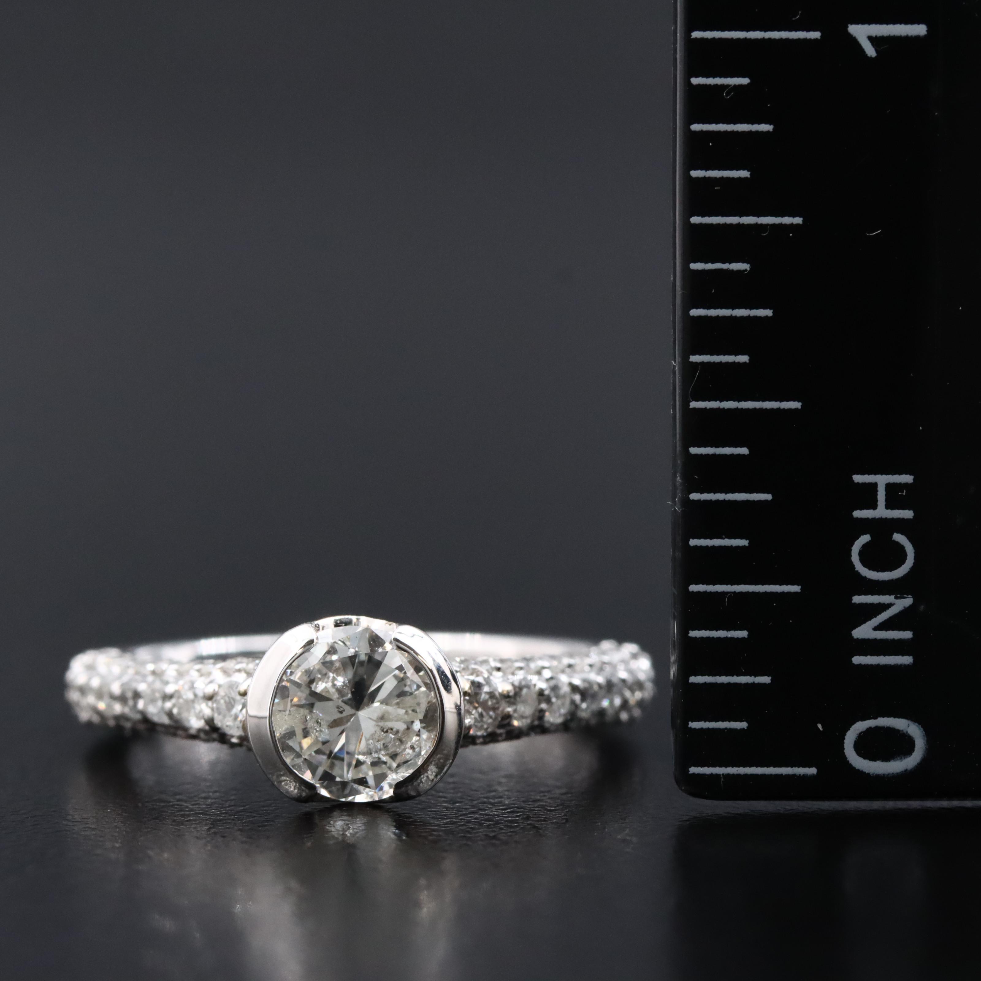 18K 1.28 CTW Diamond Half-Bezel Ring