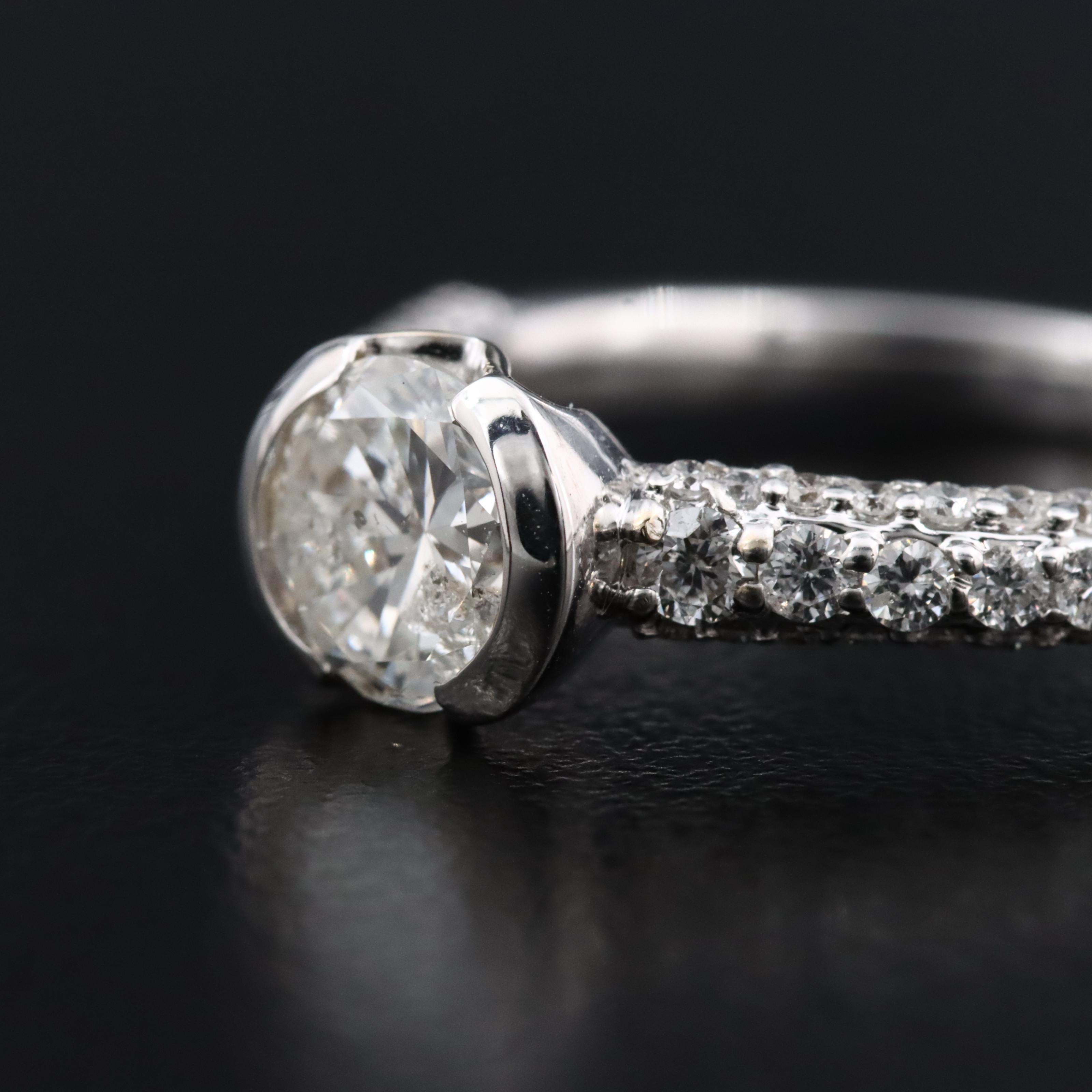 18K 1.28 CTW Diamond Half-Bezel Ring