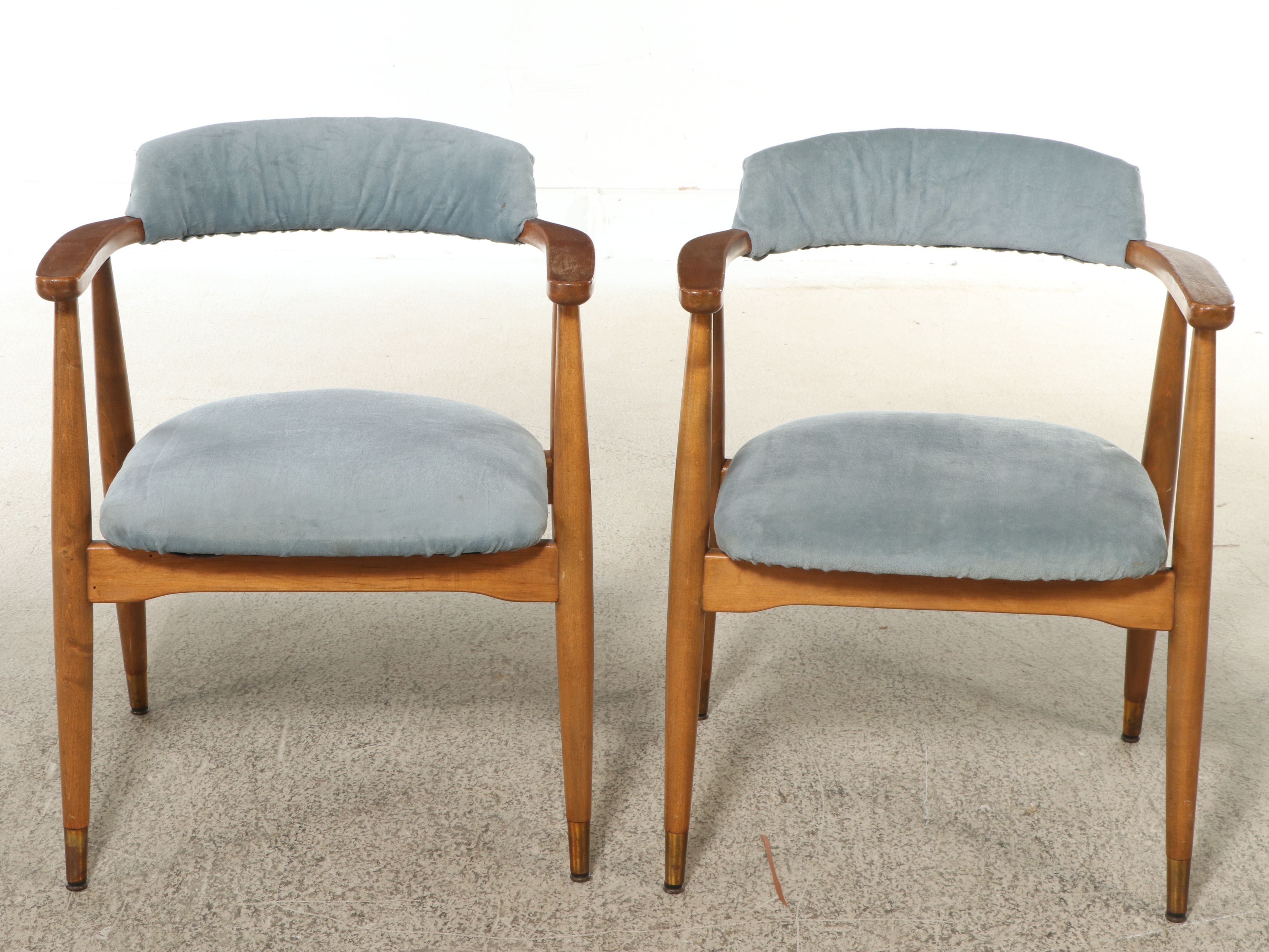 Pair of Danish Modern Style Walnut Armchairs, Mid to Late 20th Century