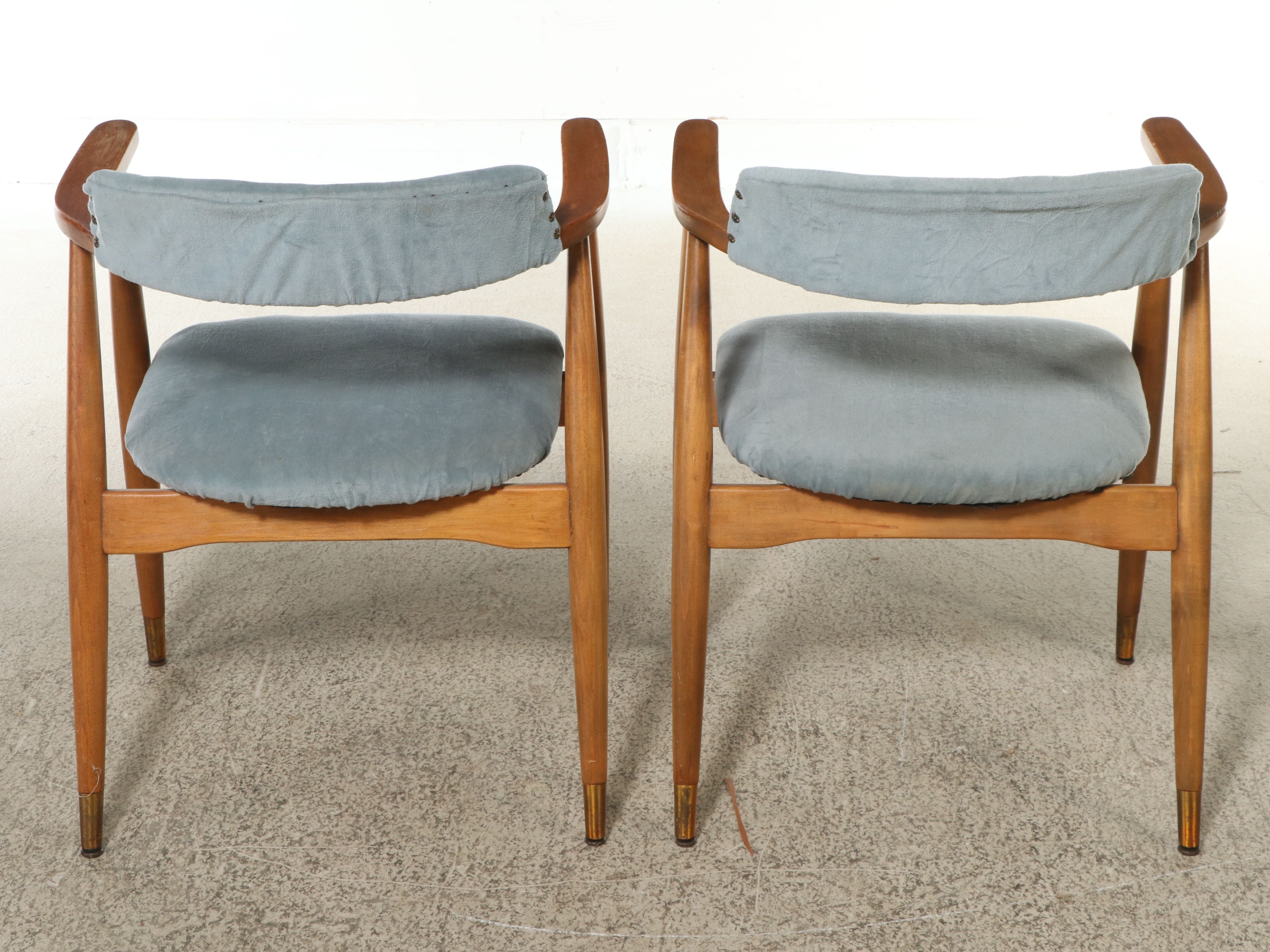 Pair of Danish Modern Style Walnut Armchairs, Mid to Late 20th Century