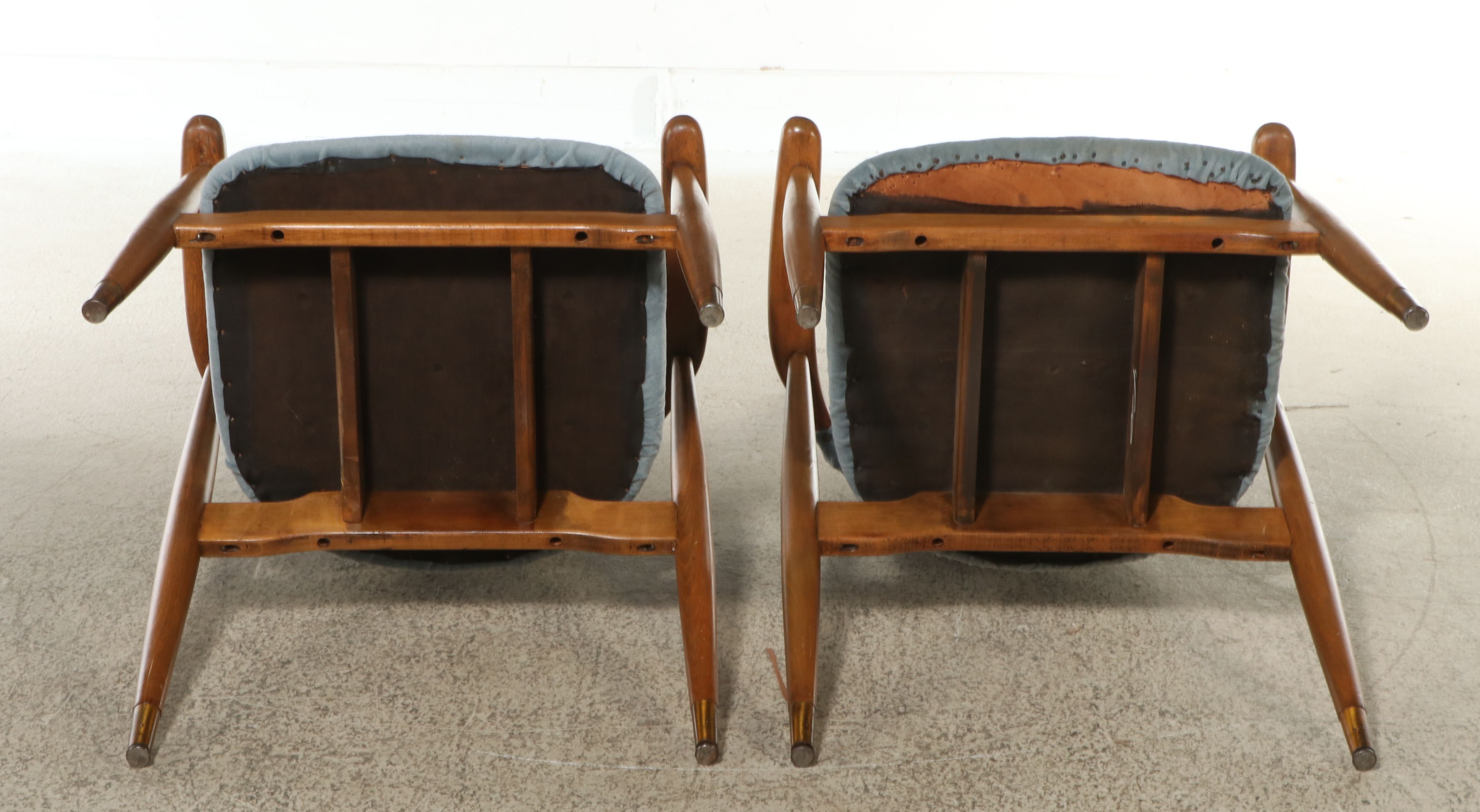 Pair of Danish Modern Style Walnut Armchairs, Mid to Late 20th Century