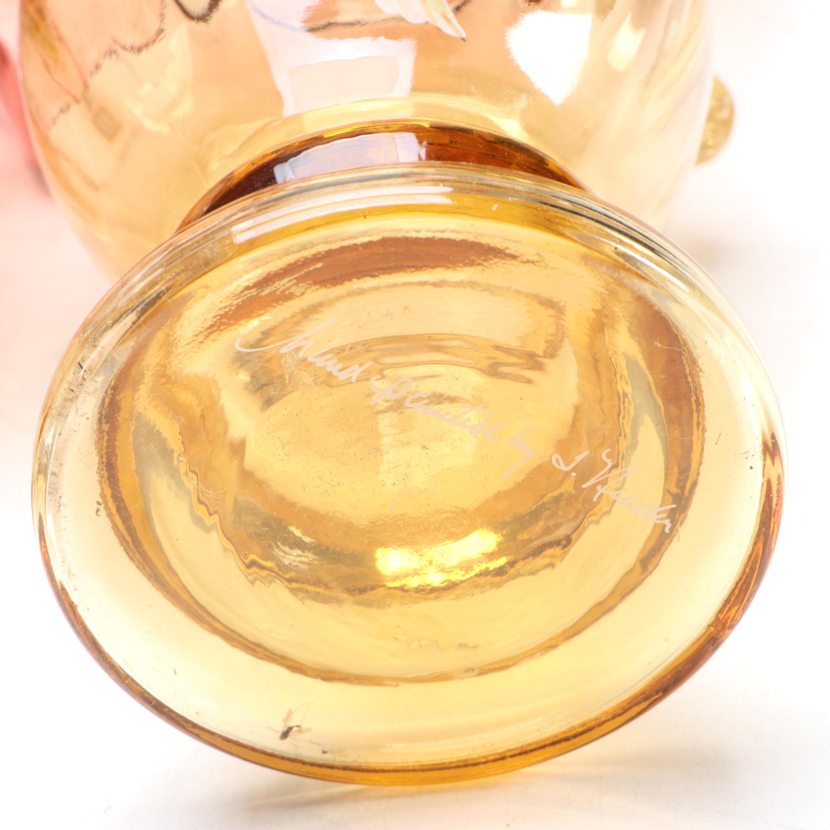 Hand-Painted Ruffled Glass Vases