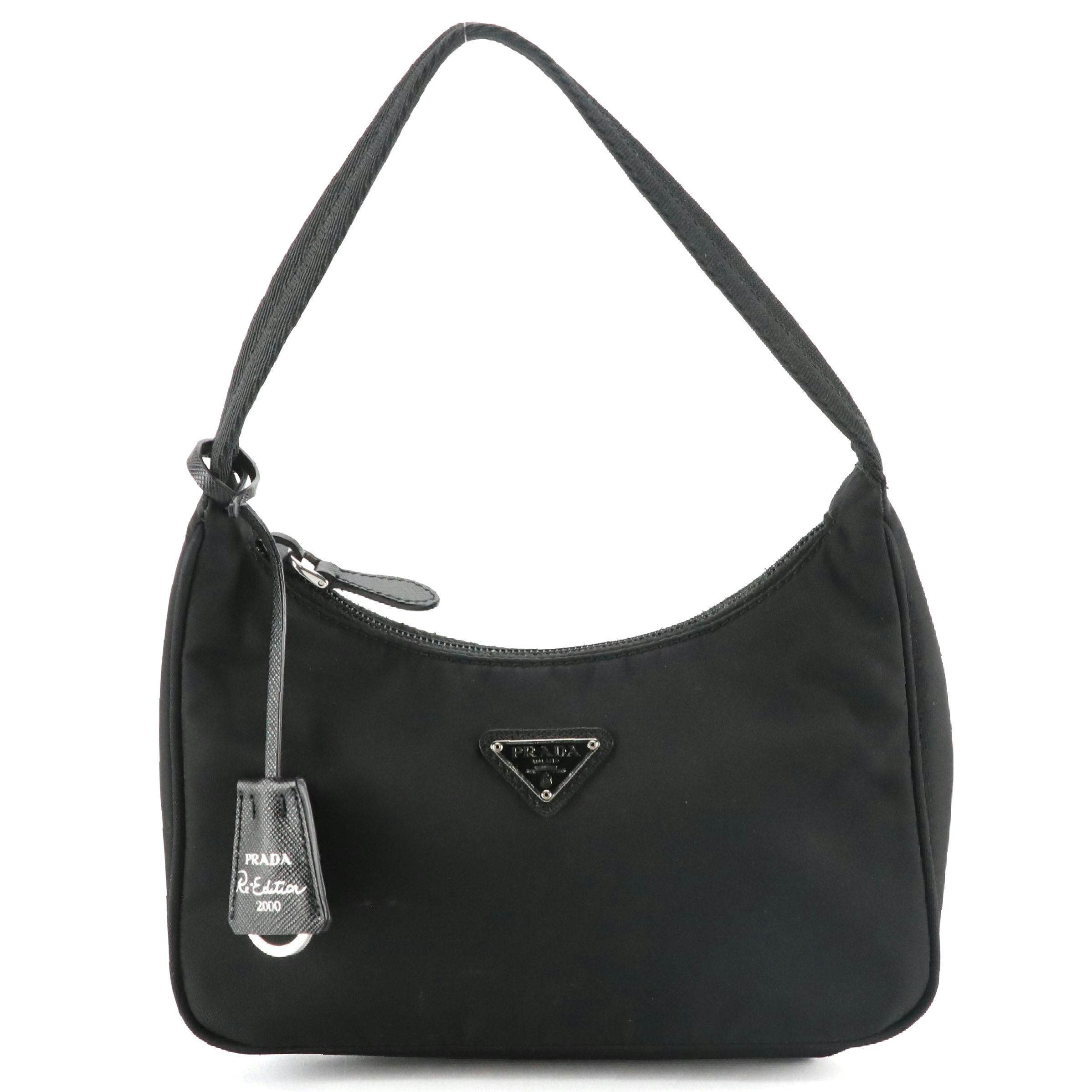 Prada Re-Edition 2000 Shoulder Bag in Black Re-Nylon with Saffiano Leather